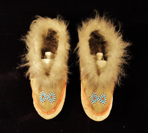 Alaskan Beaded Leather and Fur Moccasin