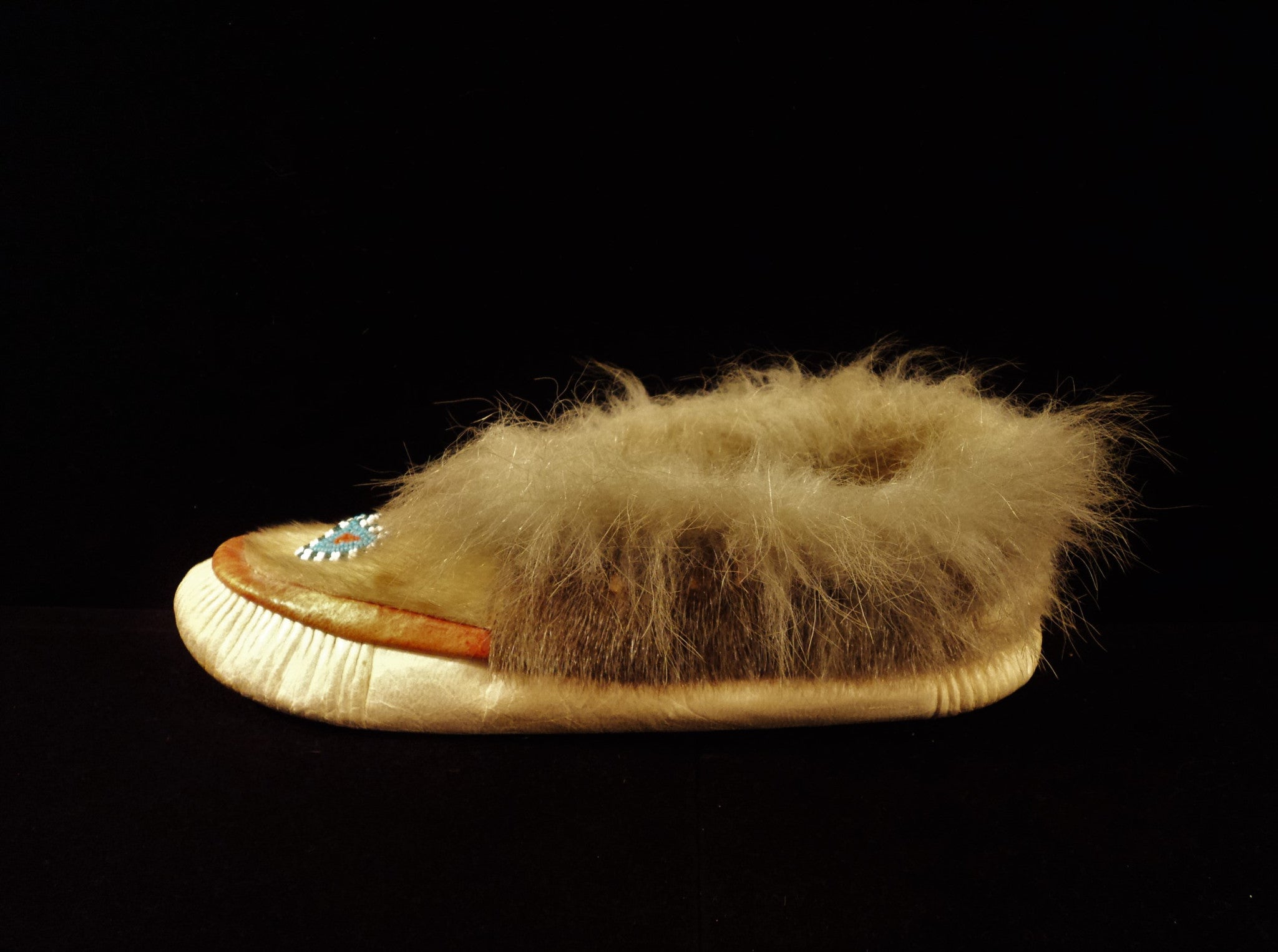 Alaskan Beaded Leather and Fur Moccasin