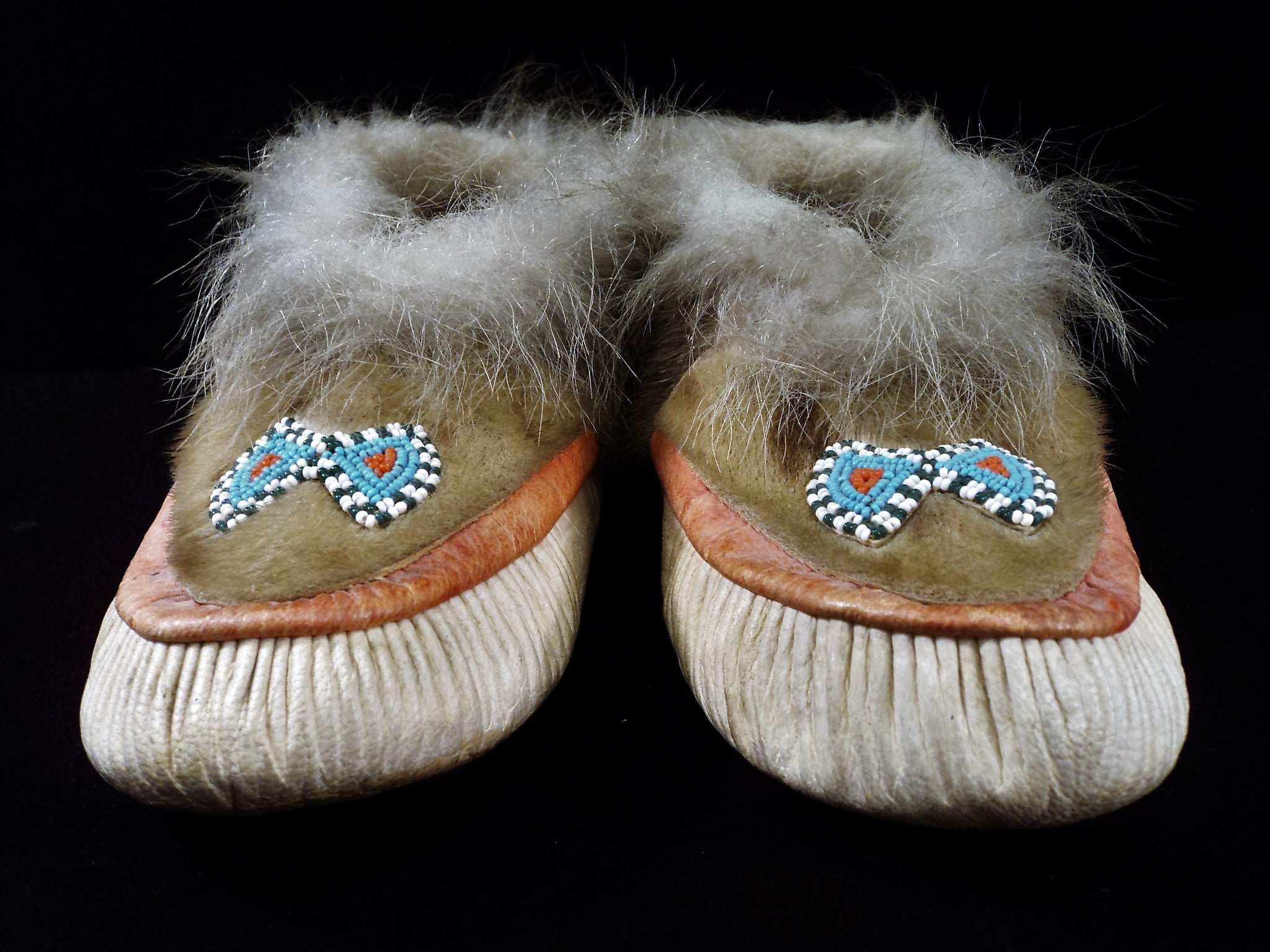 Alaskan Beaded Leather and Fur Moccasin