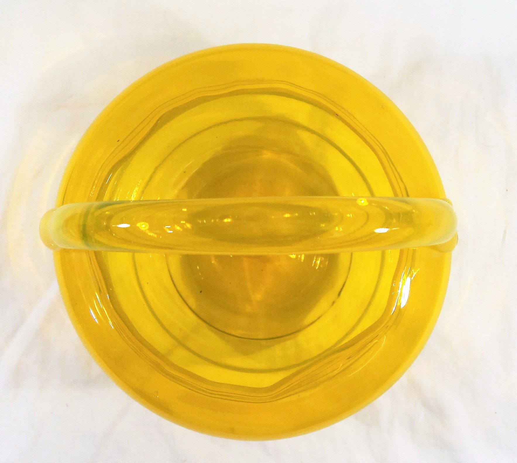 Intense Yellow Art Glass Basket