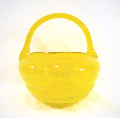 Intense Yellow Art Glass Basket