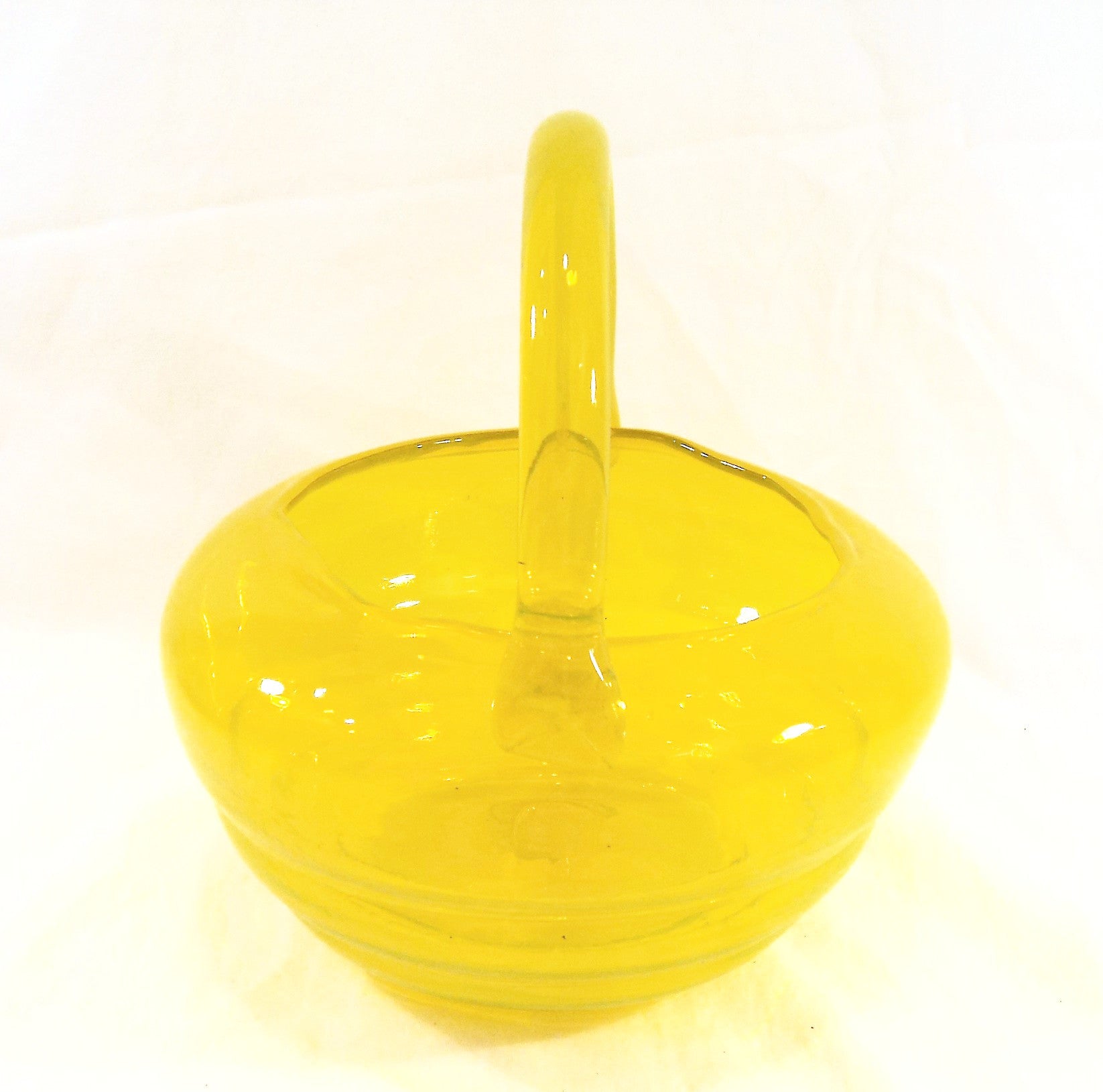 Intense Yellow Art Glass Basket