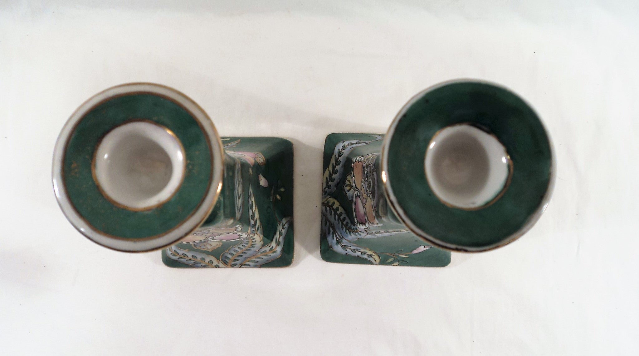 Vintage Ceramic Chinese Candlestick pair