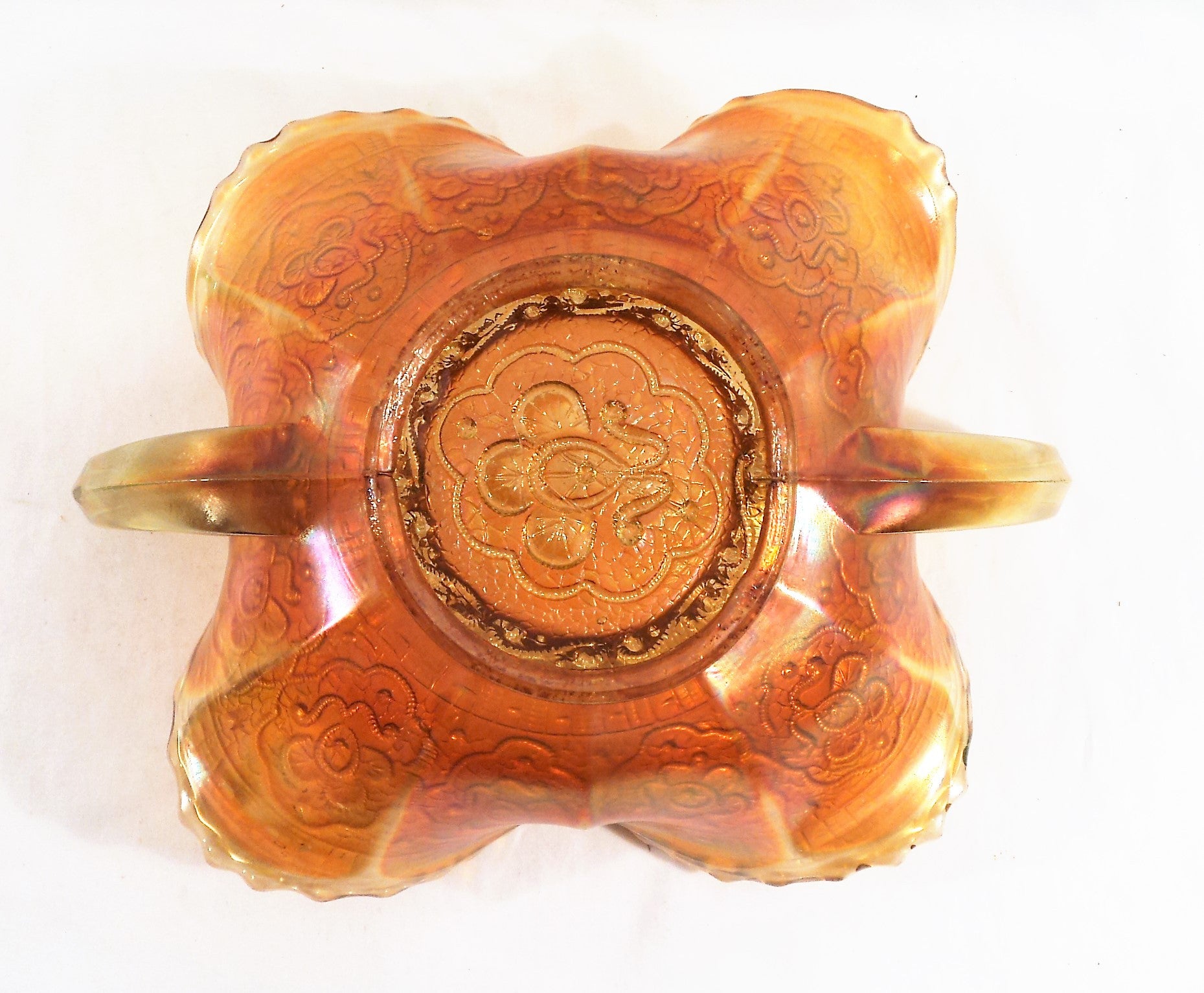 Fenton Iridescent Marigold Carnival Glass Bon-bon Dish