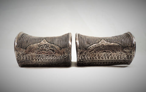 Antique 19th Century Laos Old Silver Cuffs