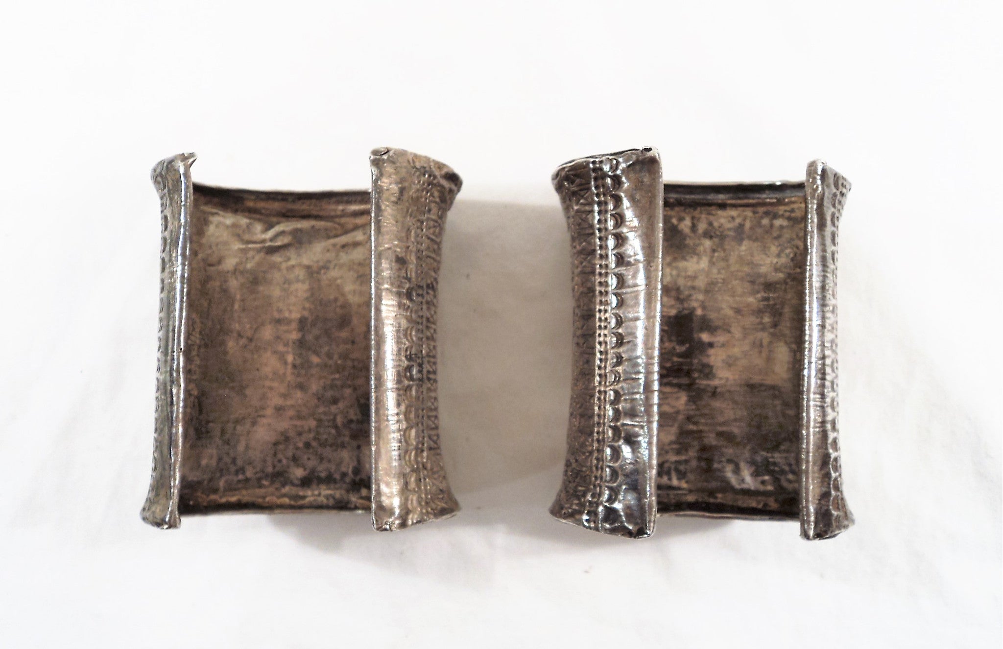 Antique 19th Century Laos Old Silver Cuffs