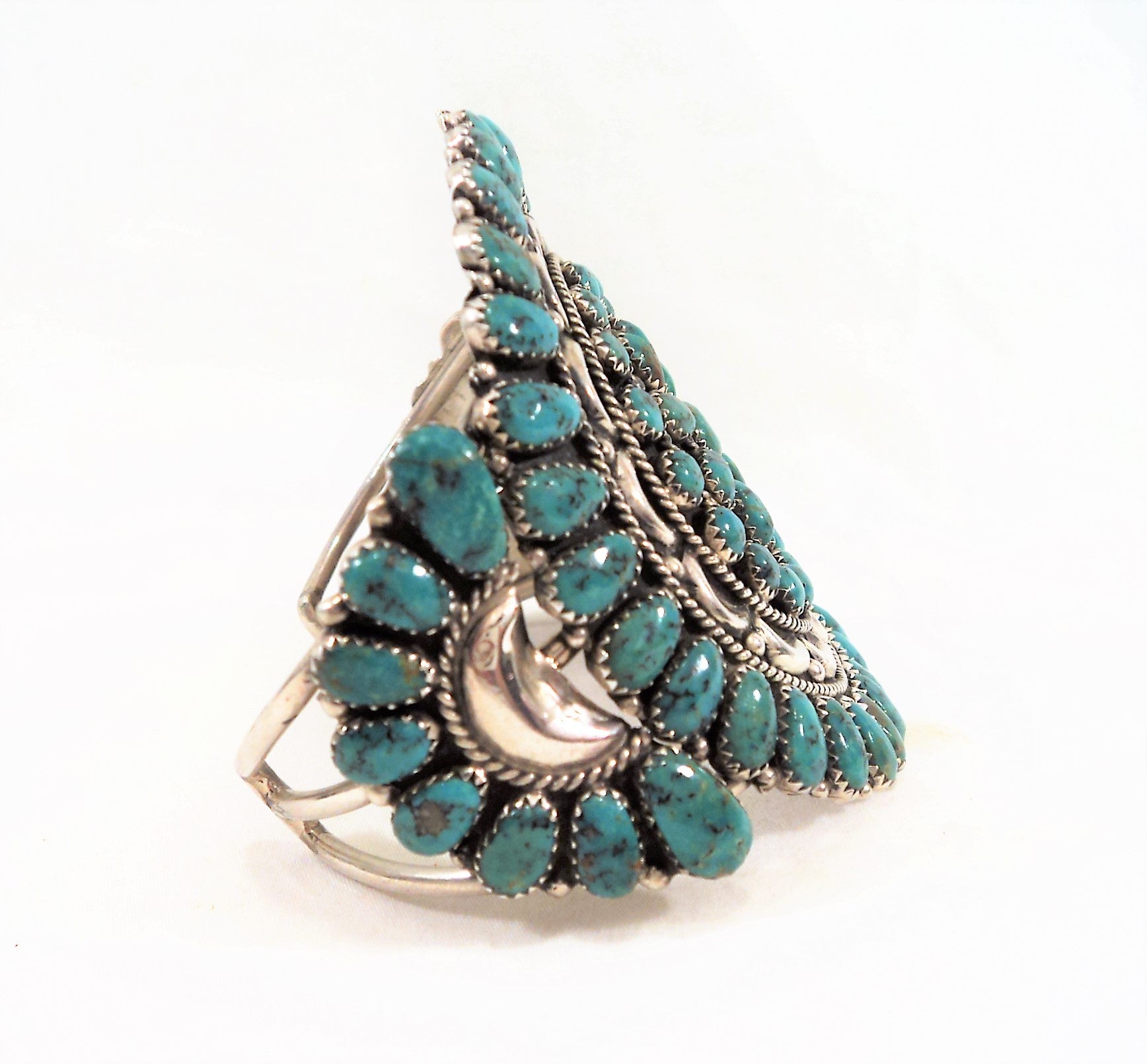 Native American Sterling Silver and Turquoise Cuff Bracelet by Jerry and Wilma Begay