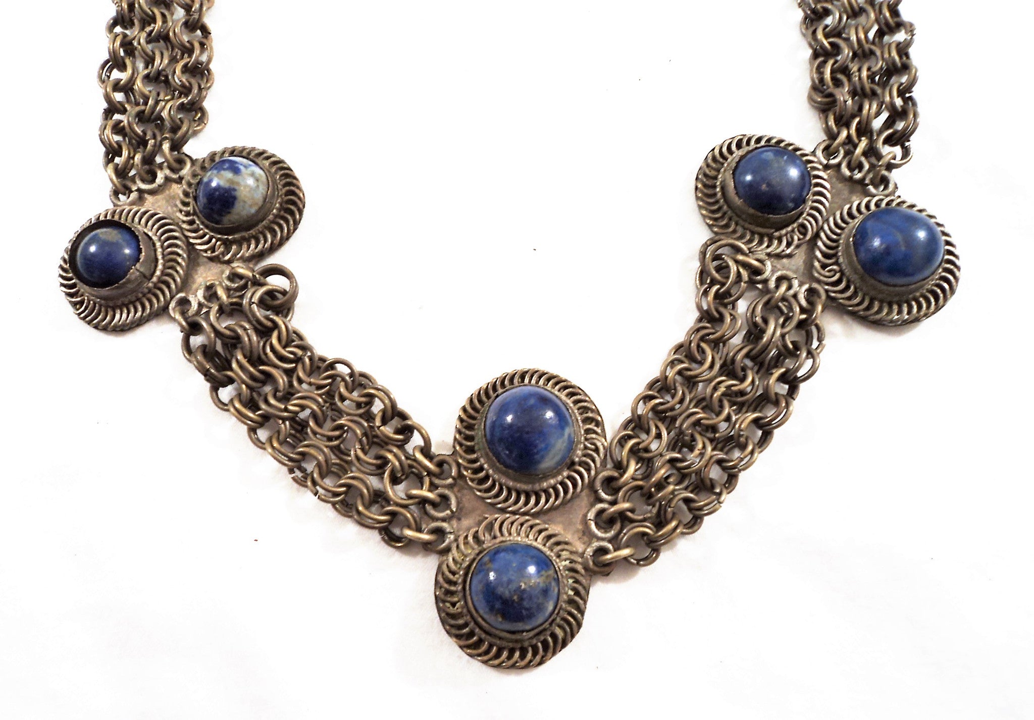 Vintage Metal and Lapiz Lazuli Belt