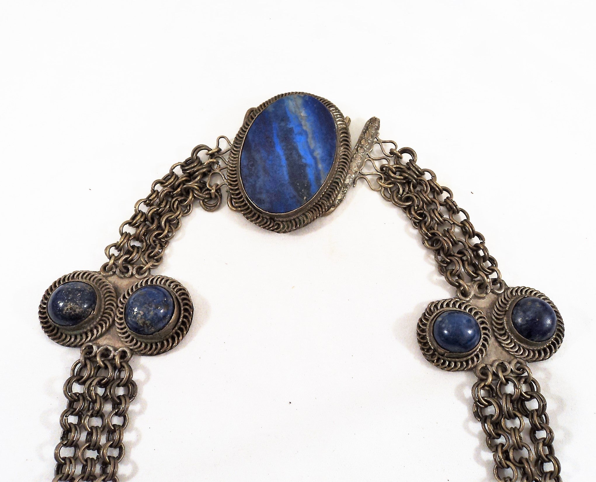 Vintage Metal and Lapiz Lazuli Belt
