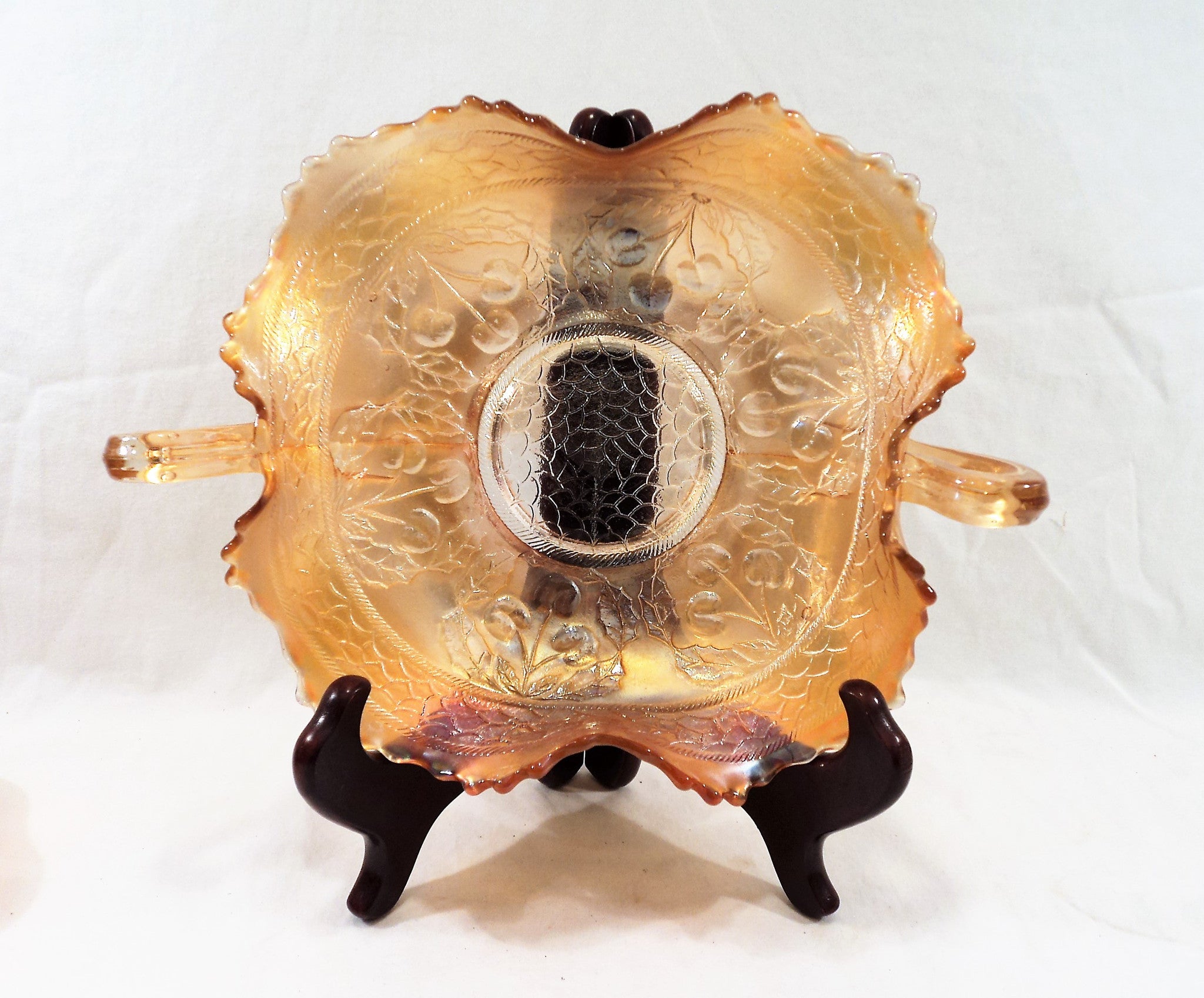 1921 Fenton Marigold Cherry Circles Bonbon Dish
