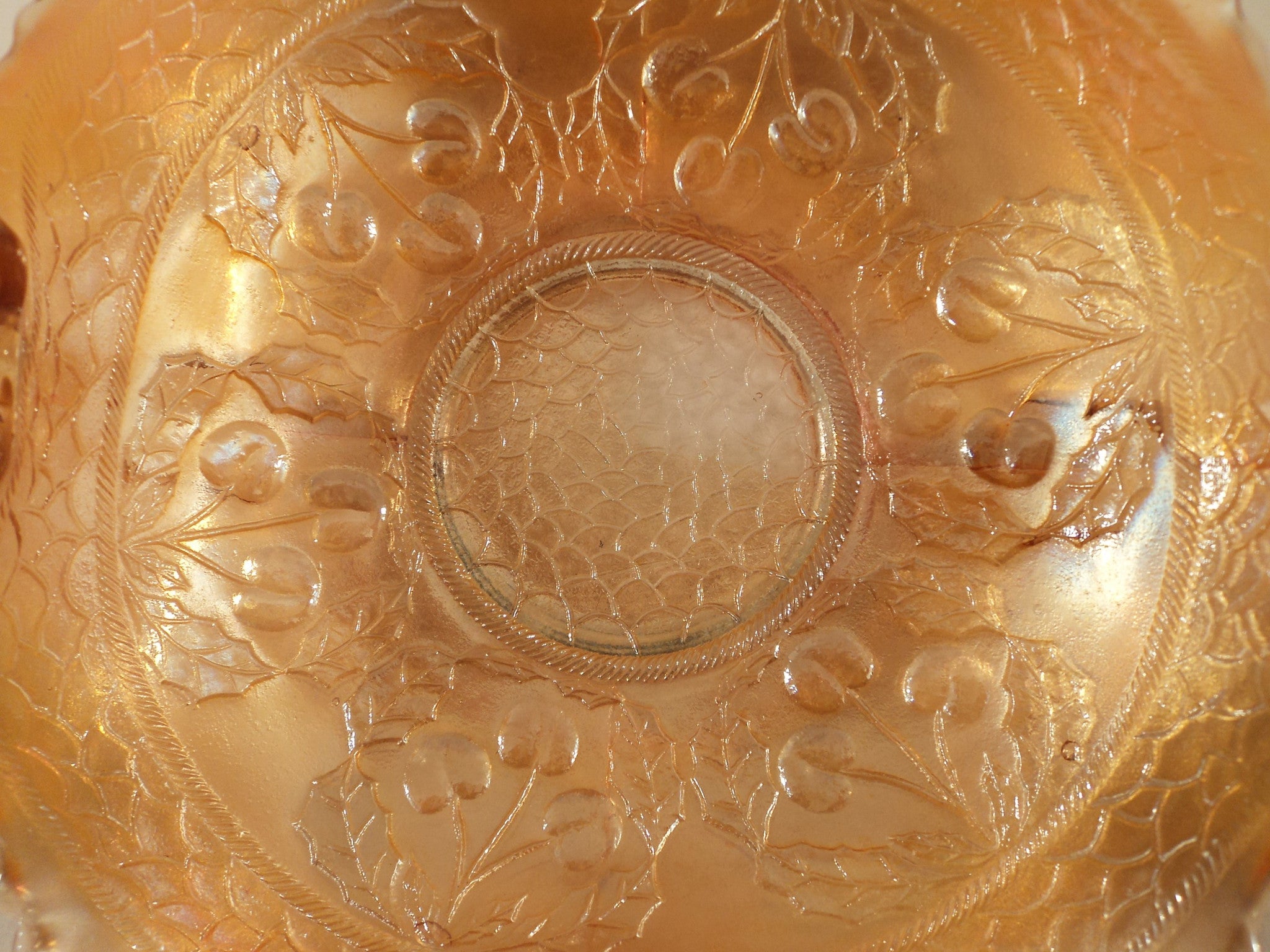 1921 Fenton Marigold Cherry Circles Bonbon Dish