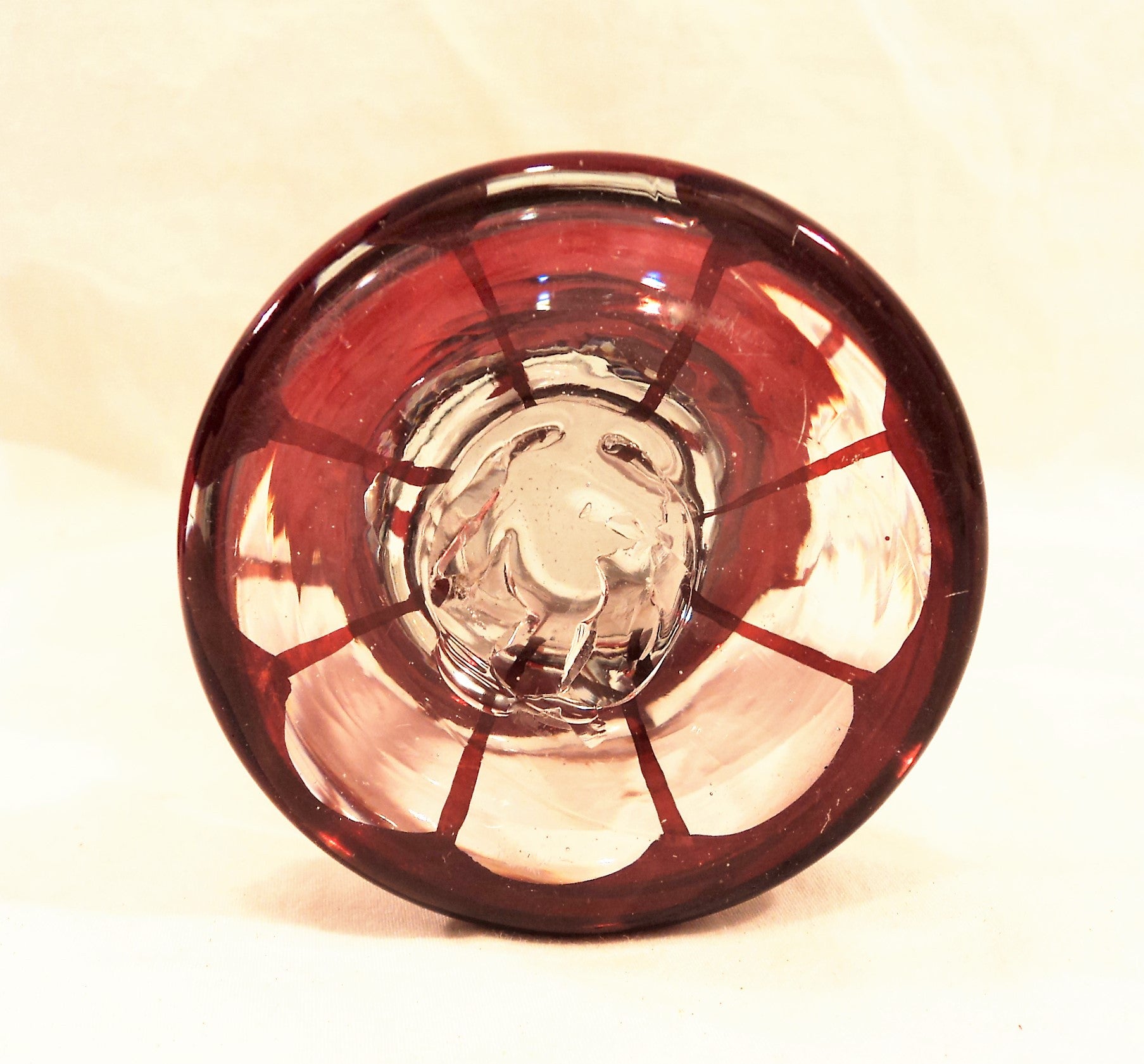 Antique Egermann Hand-blown Wheel-Cut Ruby Red Stained Cup