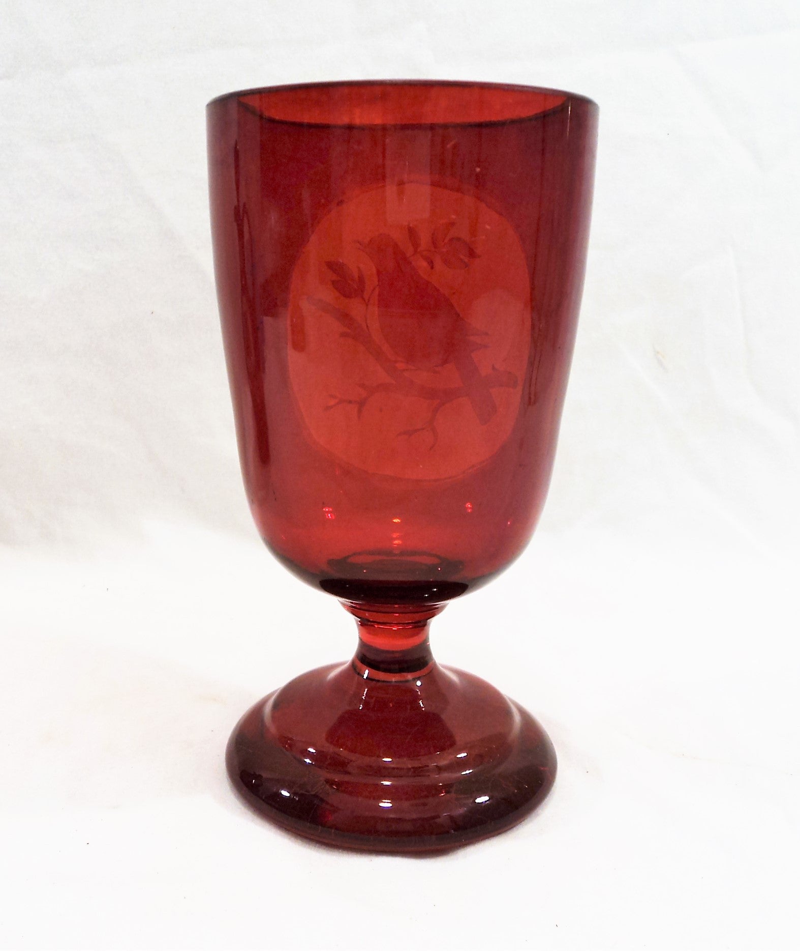Antique Ruby Stained Cameo Painted Cup