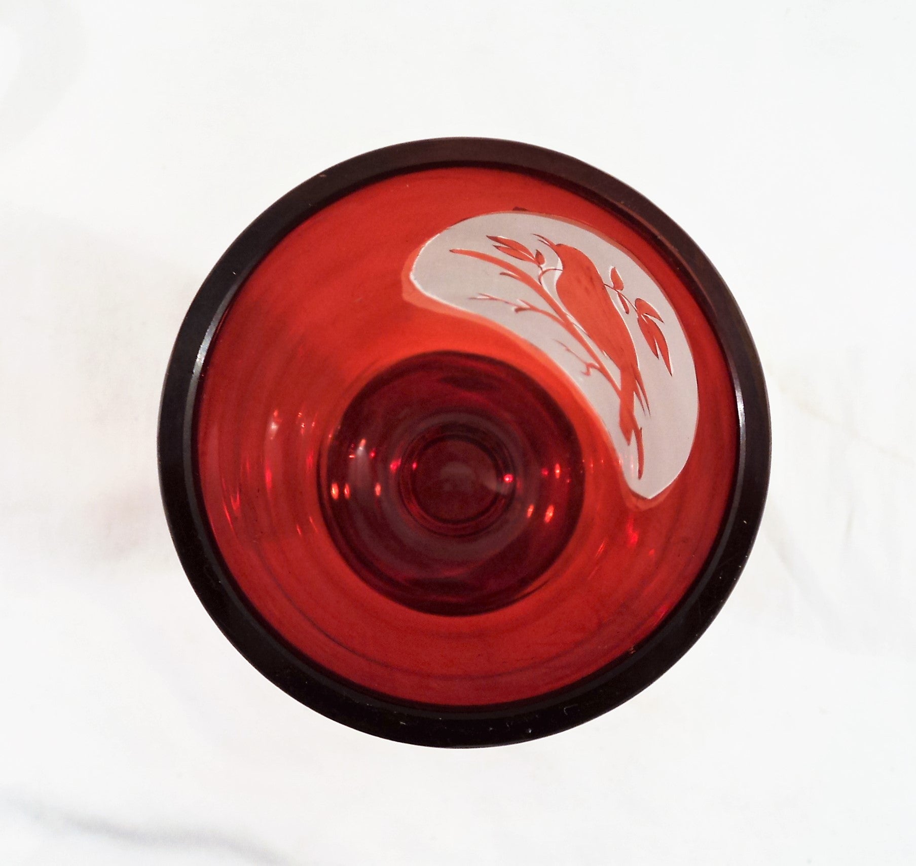 Antique Ruby Stained Cameo Painted Cup