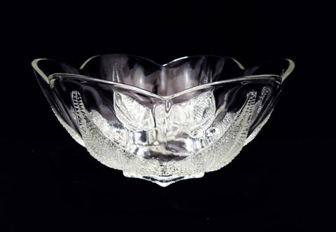 Vintage Anchor Hocking Pebbled Leaf Pressed Glass Bowl