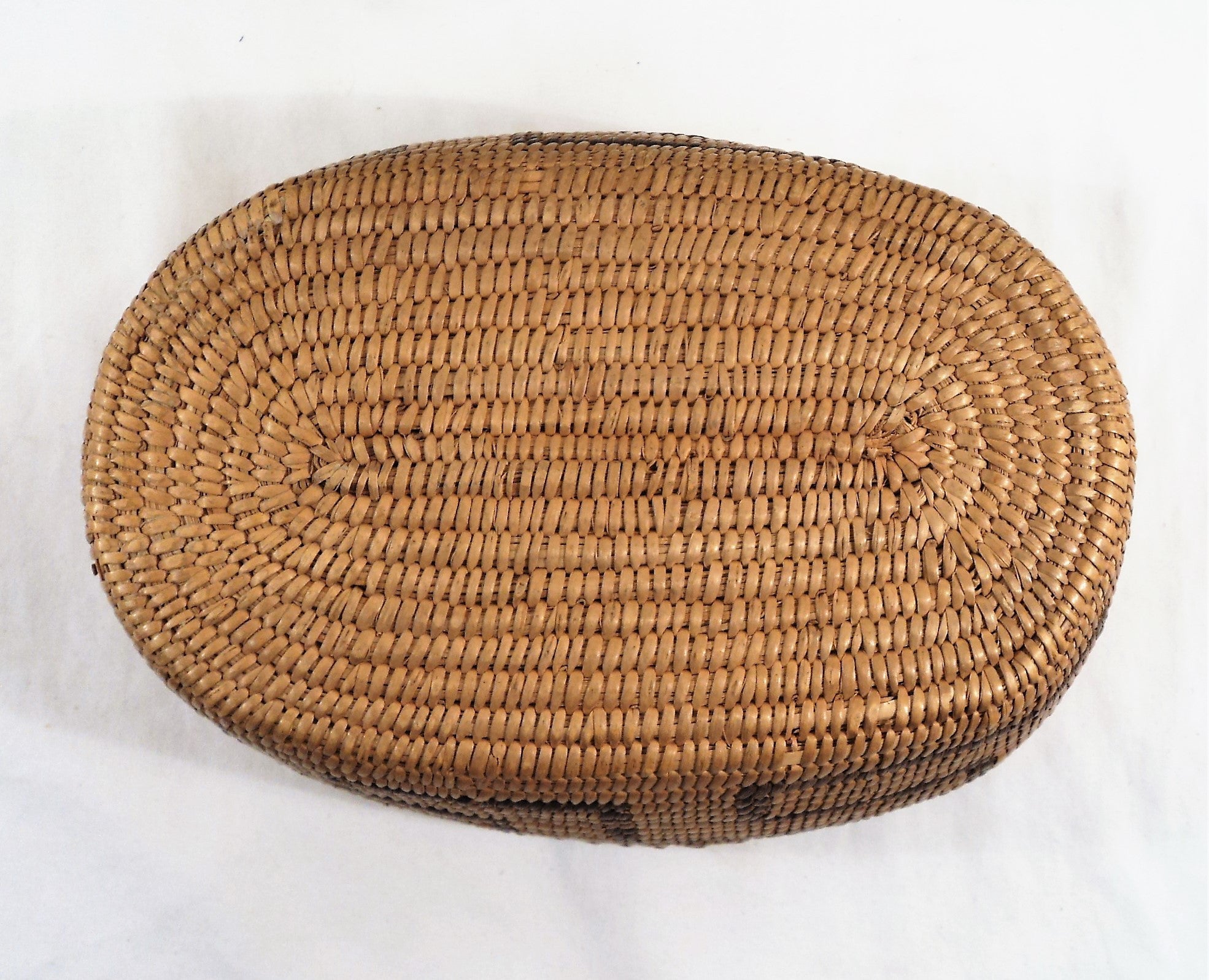 Early 1900s Pima Hand-Woven Oval Lidded Basket