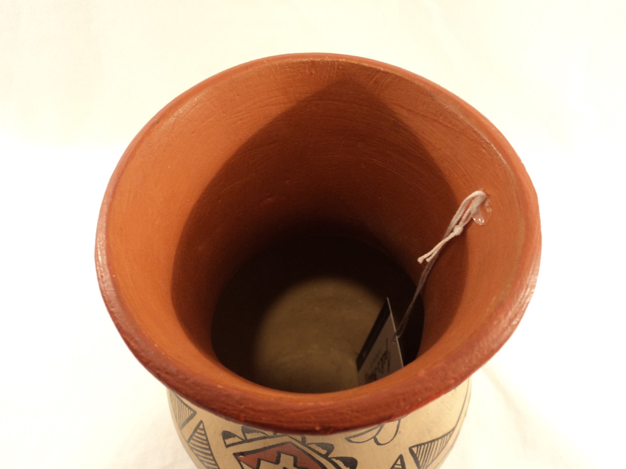 Native American Indian Jemez Pueblo Pottery with Feather Design