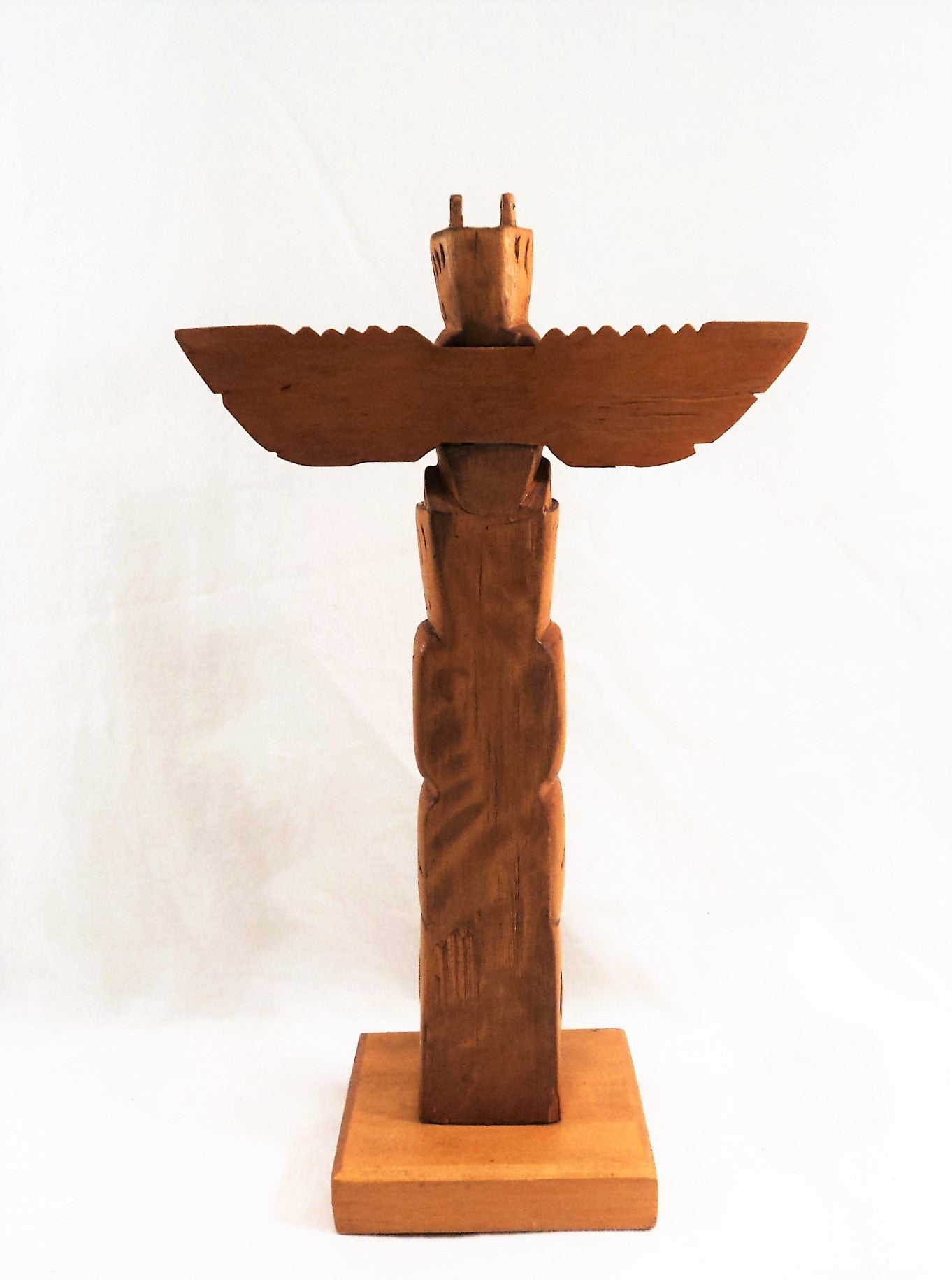 Hand-Carved Wooden Squamish Model Totem Pole