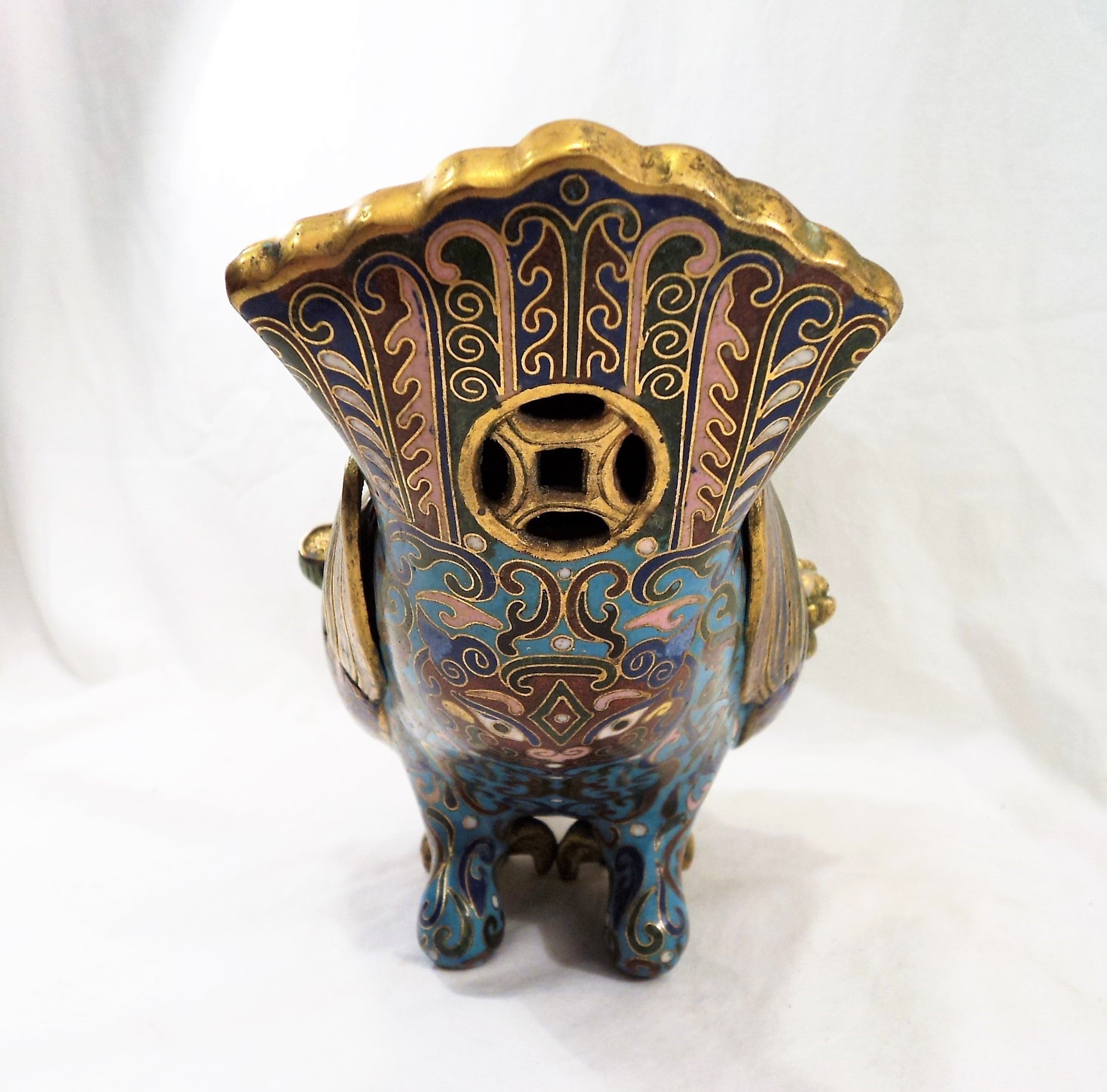 Antique Chinese Cloisonne and Brass Censer Duck Pair