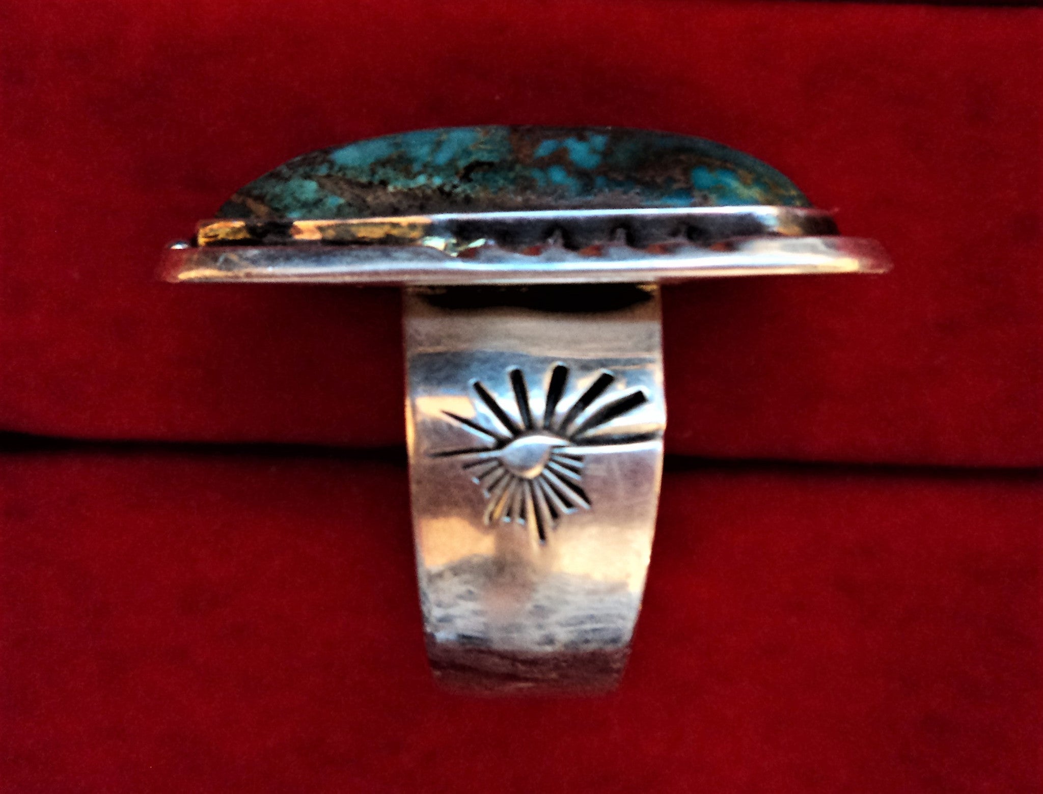Native American Sterling Silver and Royston Turquoise Ring