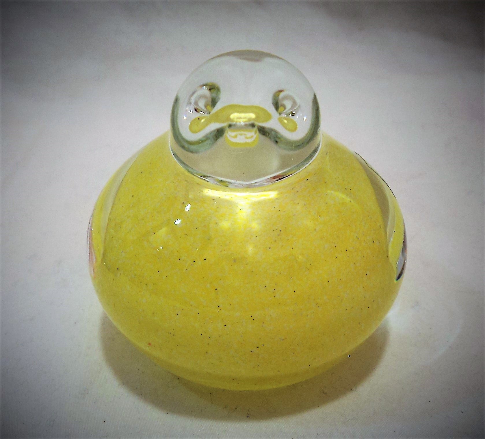 Czech Art Glass Yellow Bird Paperweight