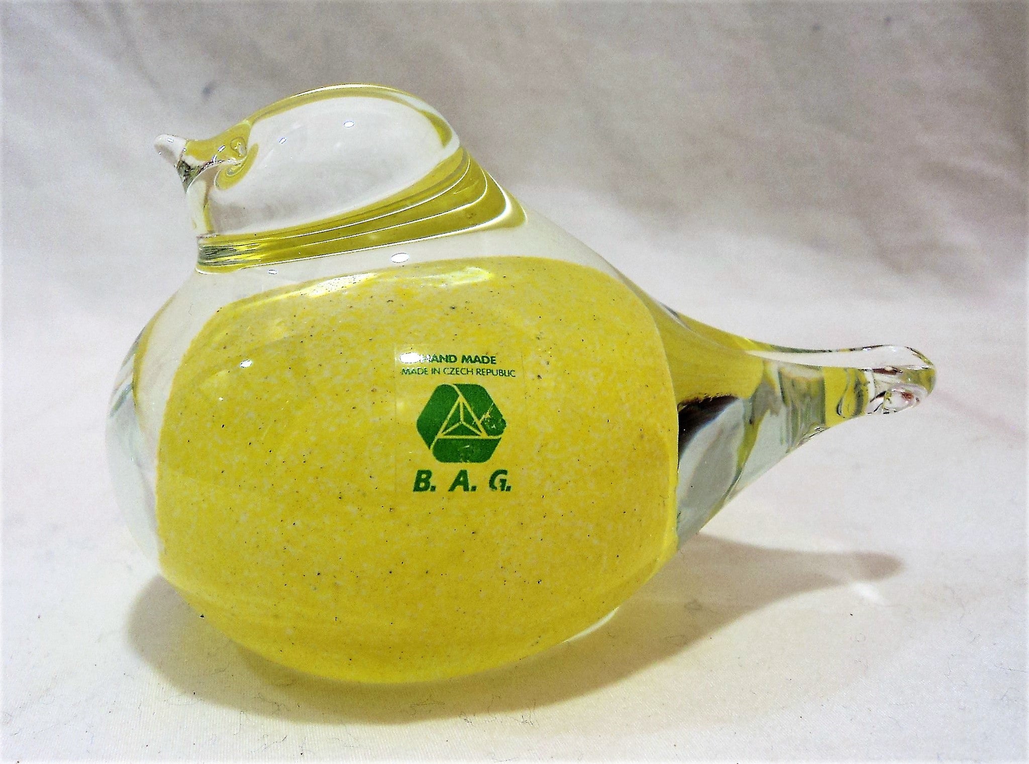 Czech Art Glass Yellow Bird Paperweight