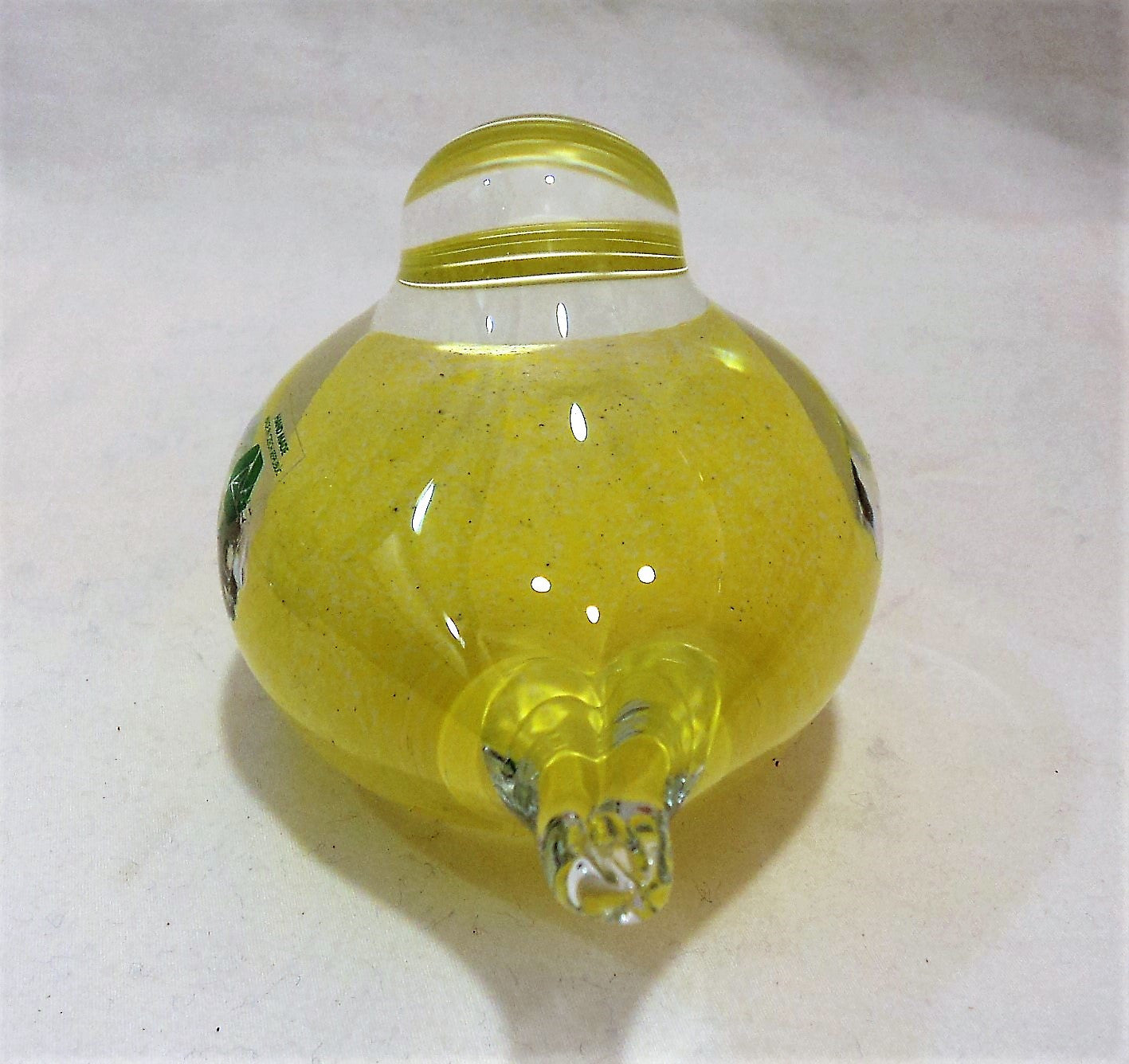 Czech Art Glass Yellow Bird Paperweight