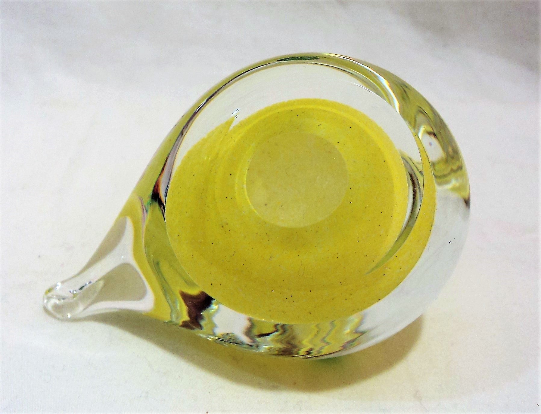 Czech Art Glass Yellow Bird Paperweight
