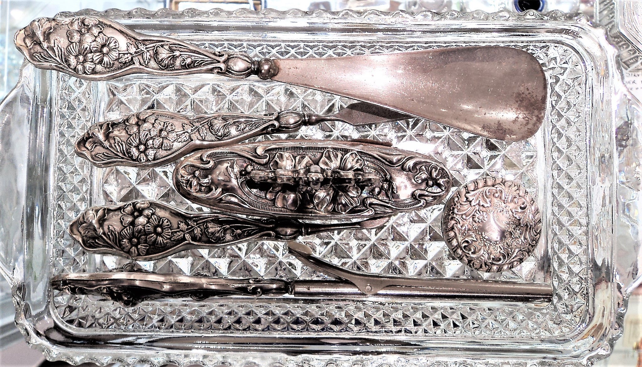 Art Nouveau Sterling Silver Vanity Set