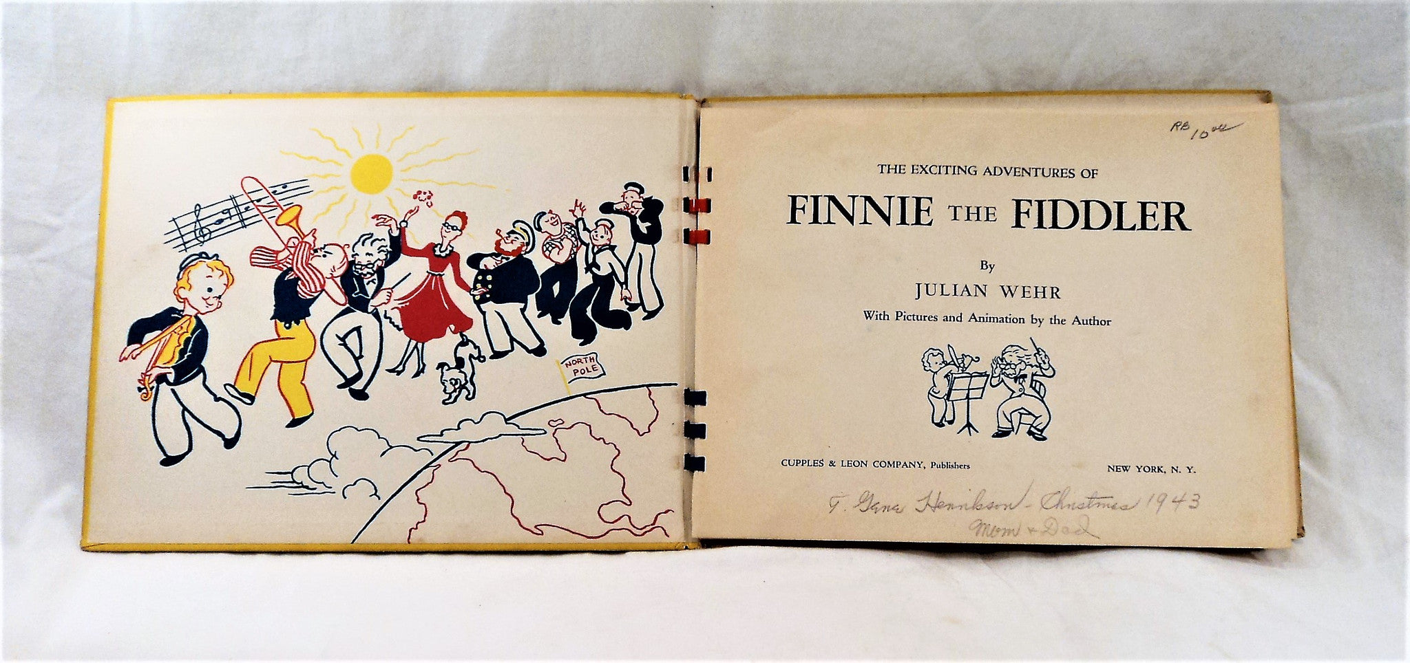 1942 Finnie The Fiddler Movable Animation Book