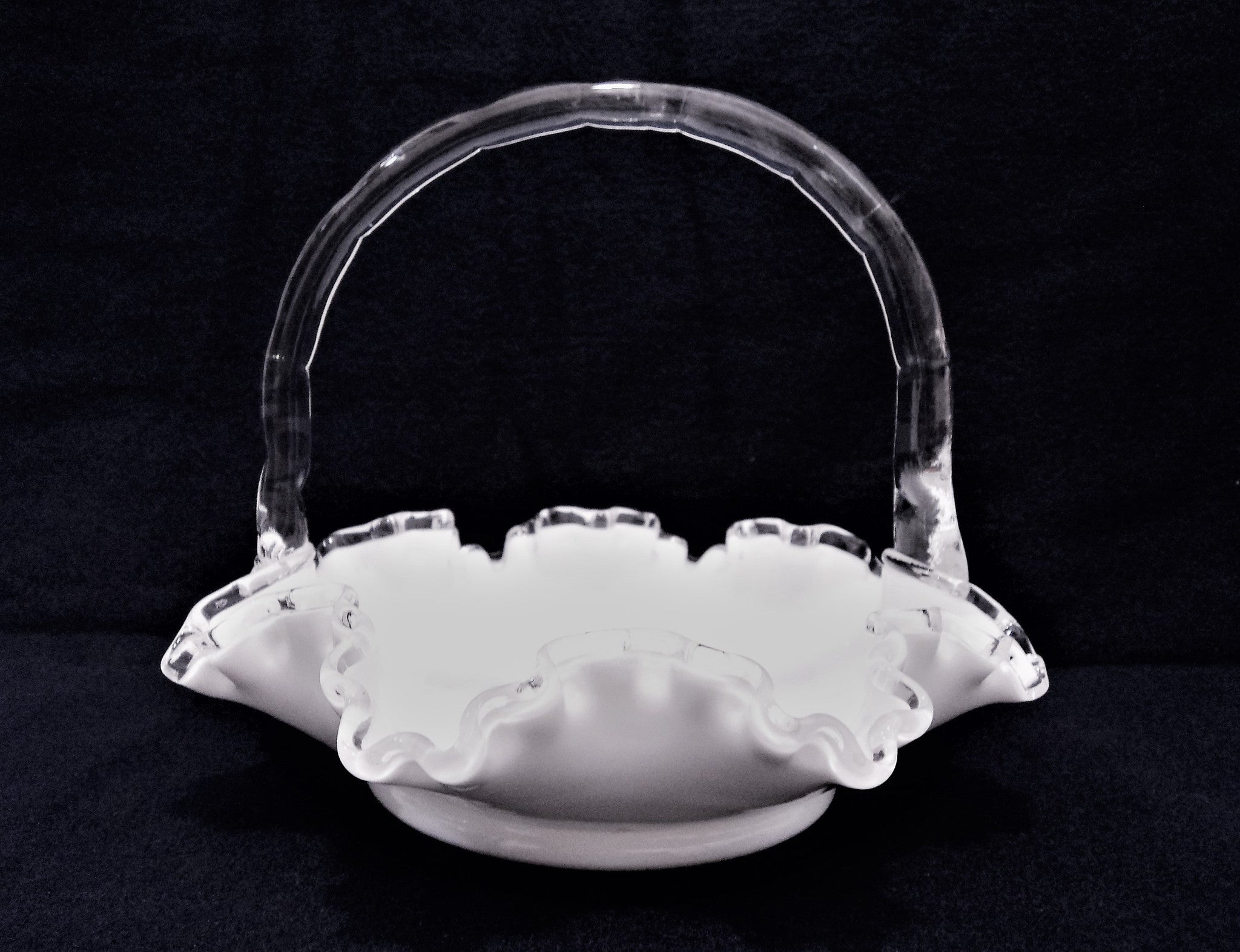 Fenton Silver Crest Art Glass Basket