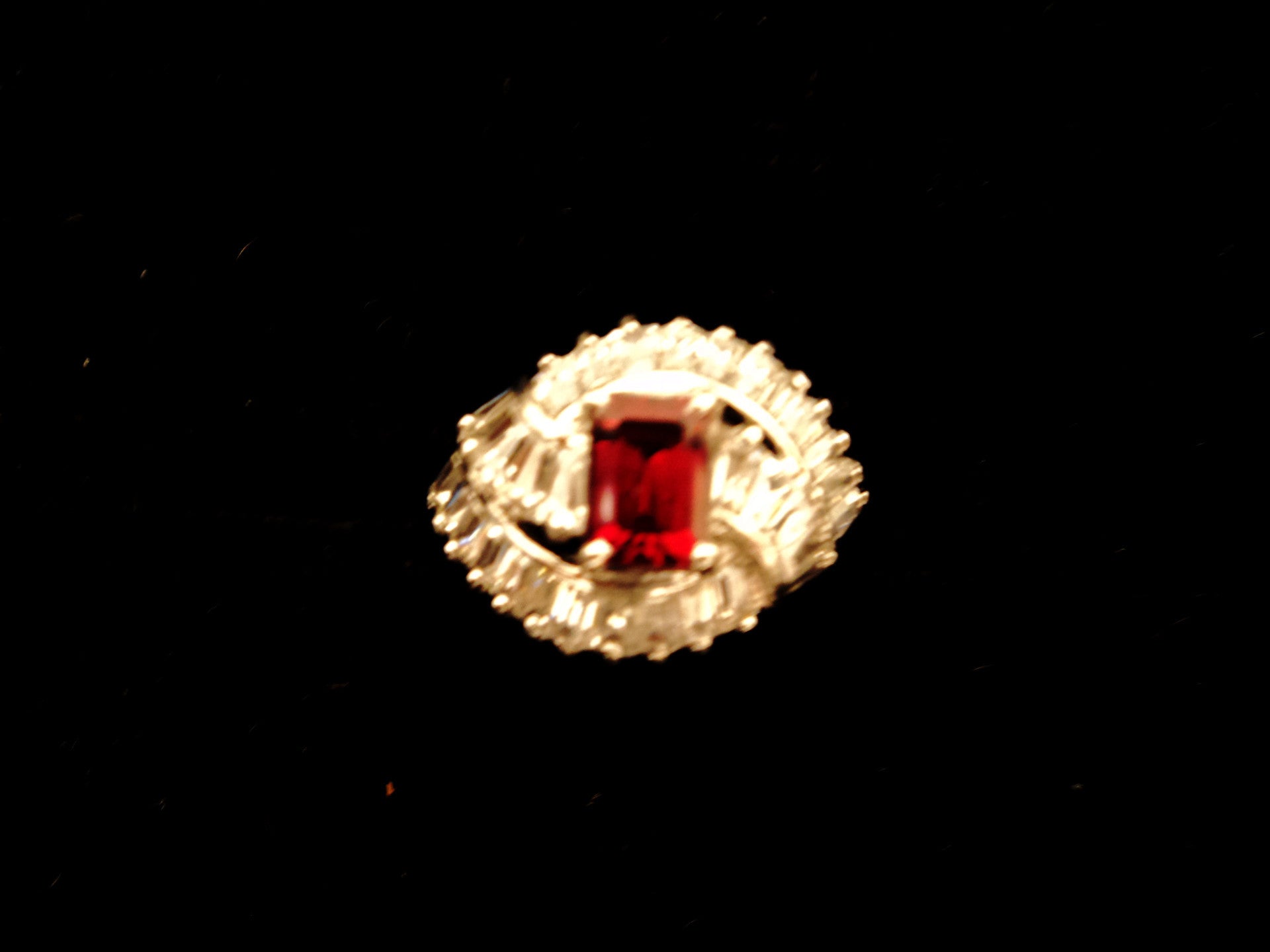 Platinum Over Sterling Silver Cubic Zirconia Faux Ruby Ring