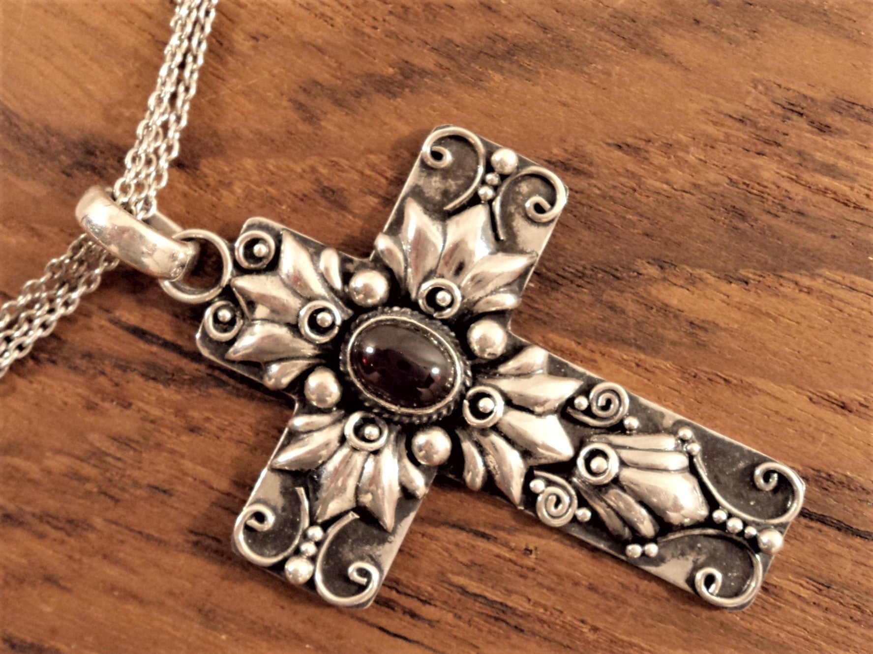 Indonesian Sterling Silver Cross Necklace