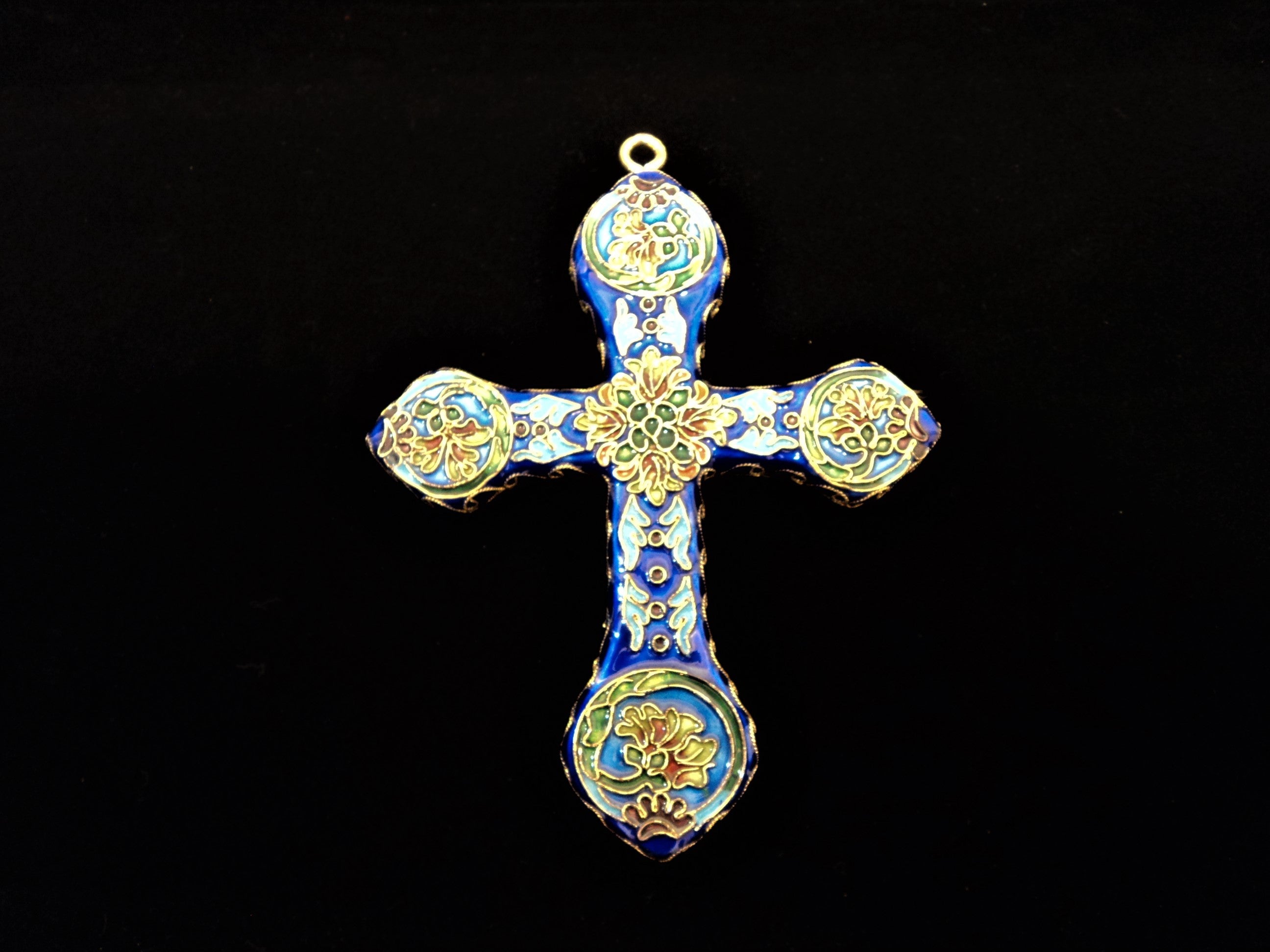 Blue Enamel Cloisonne Cross