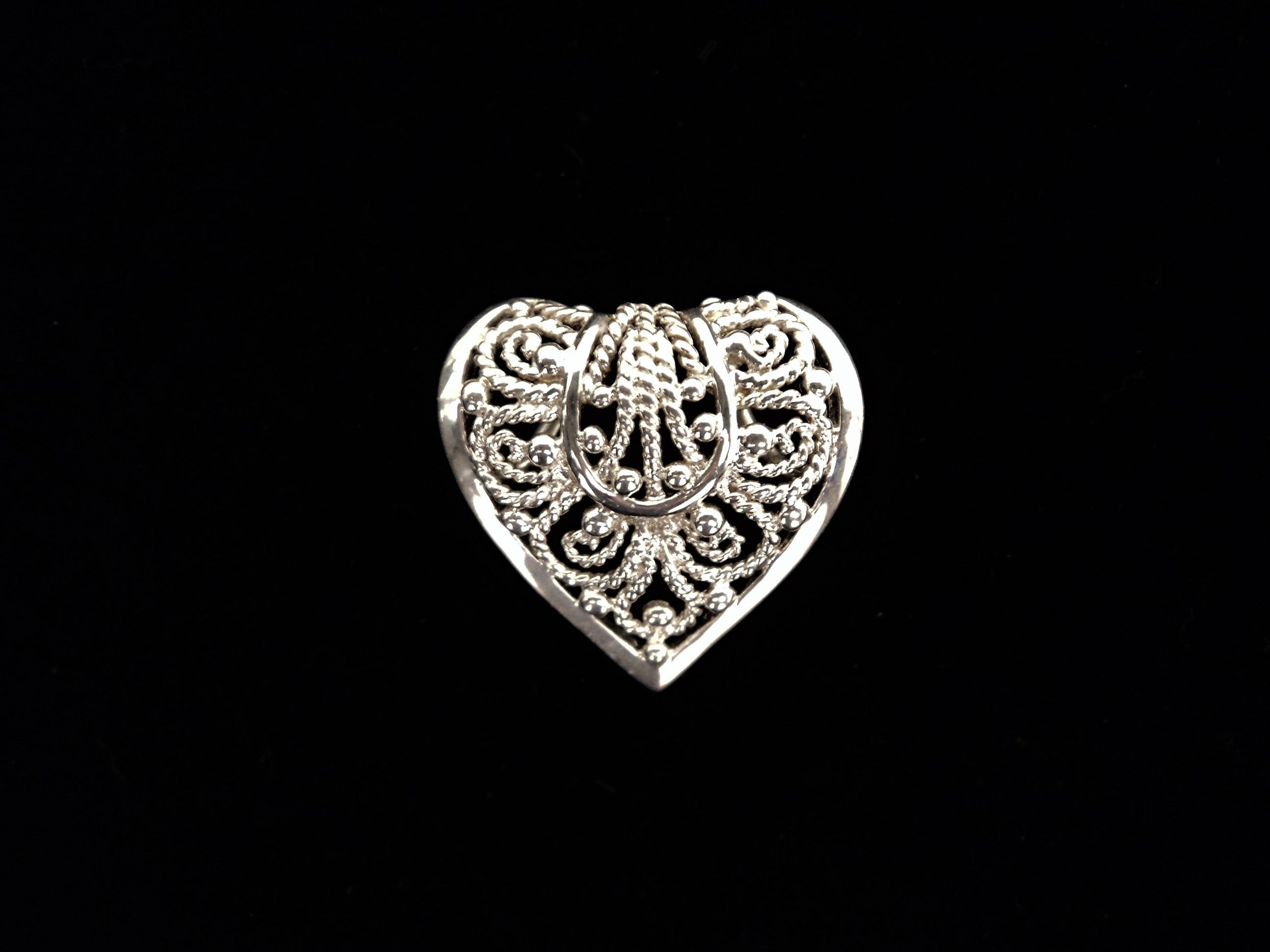 Thailand Sterling Silver Filigree Heart Pendant