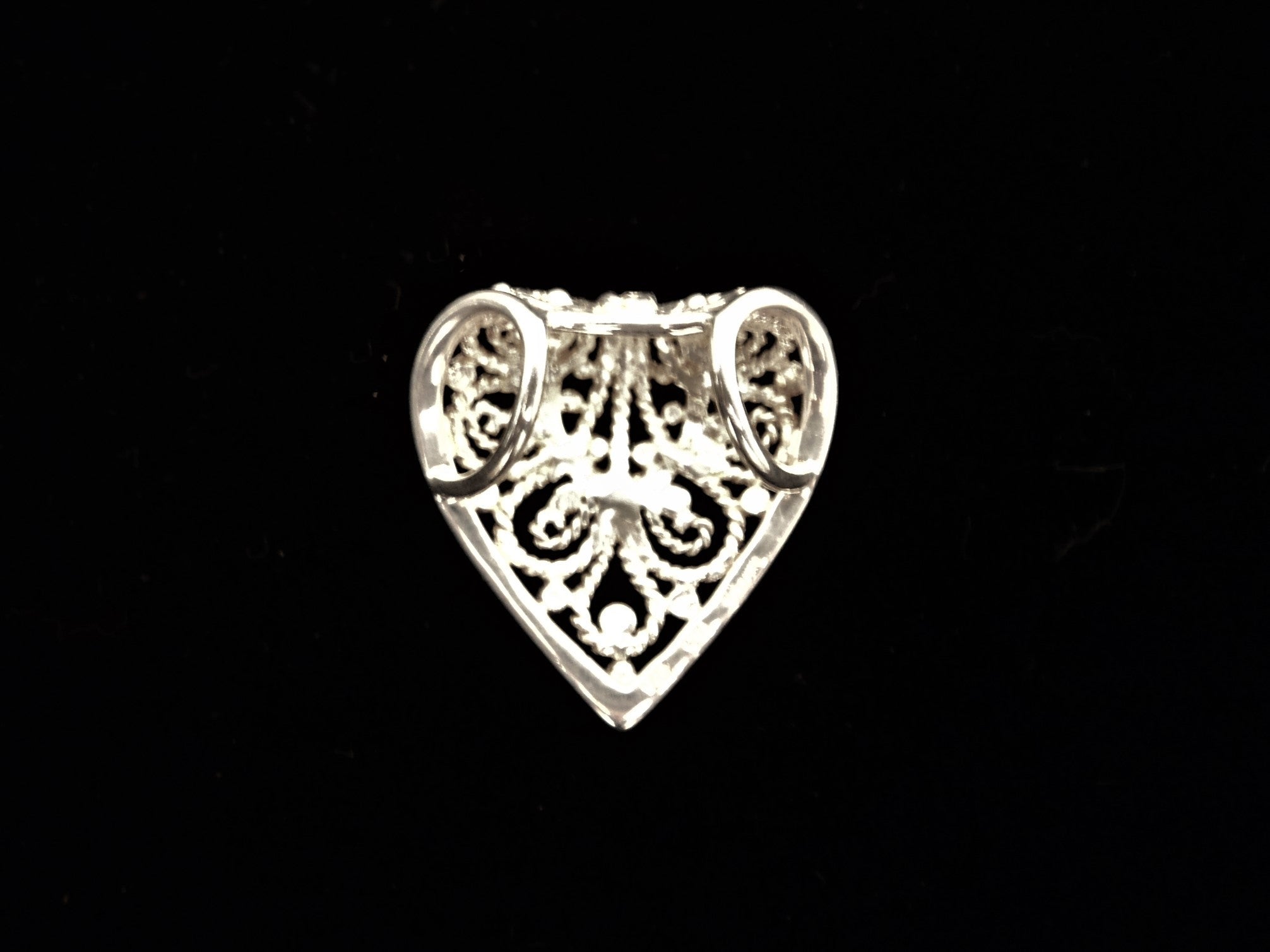 Thailand Sterling Silver Filigree Heart Pendant