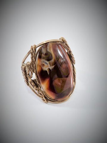 Wire Wrapped Brown Agate Ring