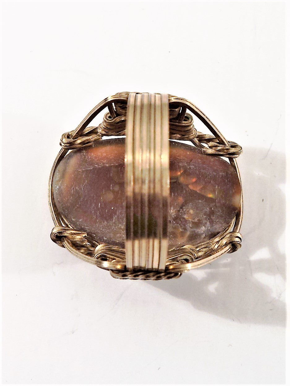 Wire Wrapped Brown Agate Ring