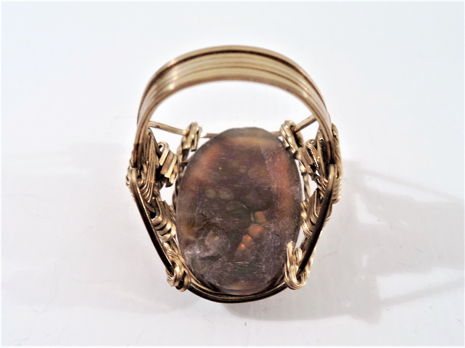 Wire Wrapped Brown Agate Ring