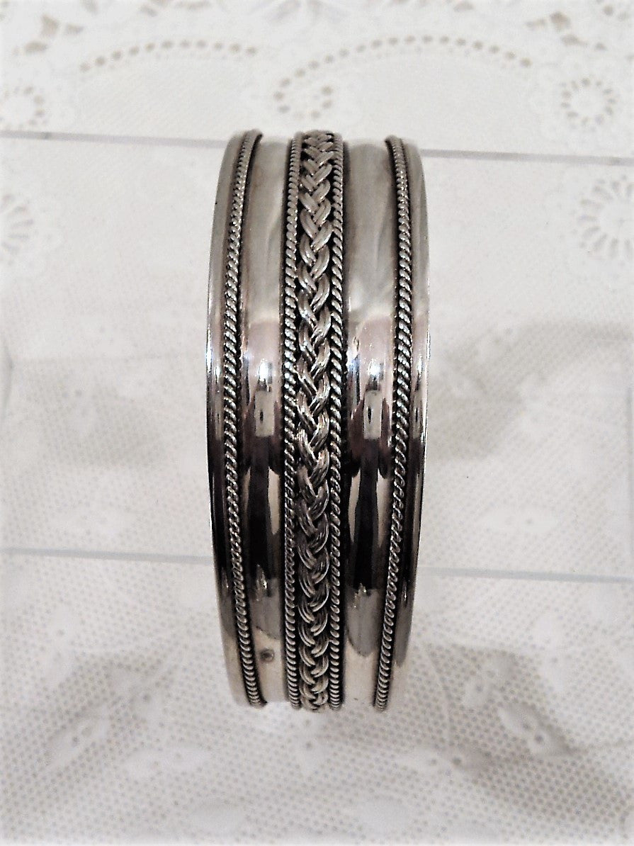 Sterling Silver Bali Style Cuff Bracelet