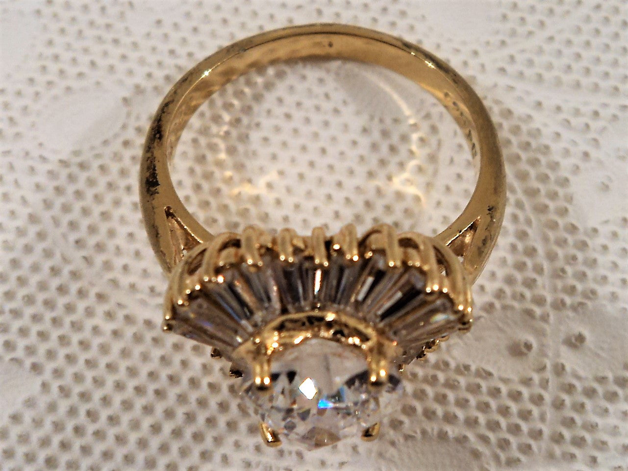 Gold over Sterling Silver Cubic Zirconia Ring