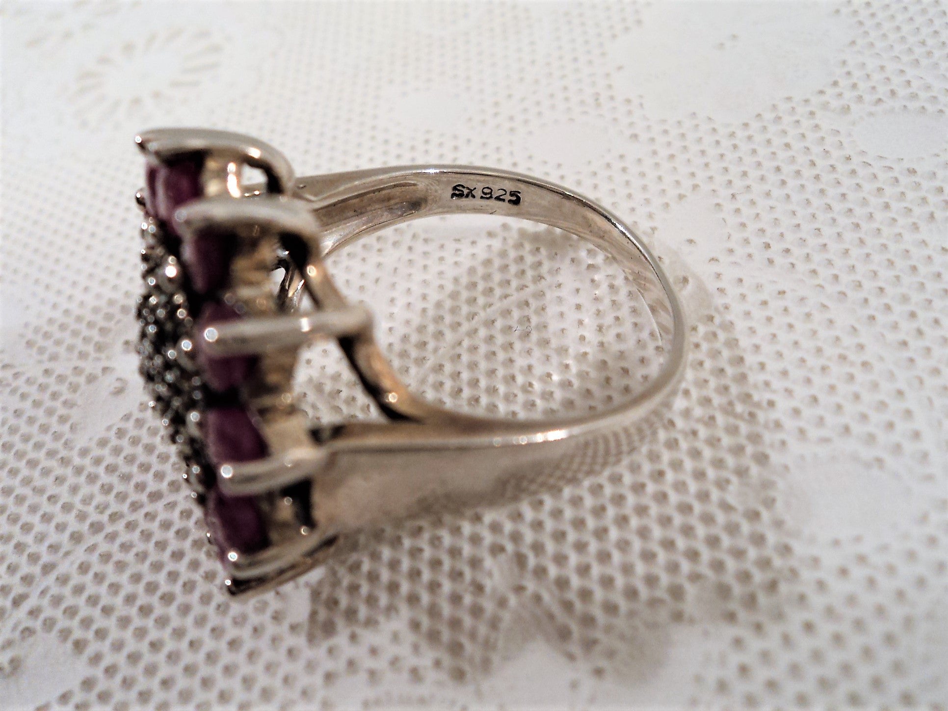 Sterling Silver Marcasite and Ruby Ring