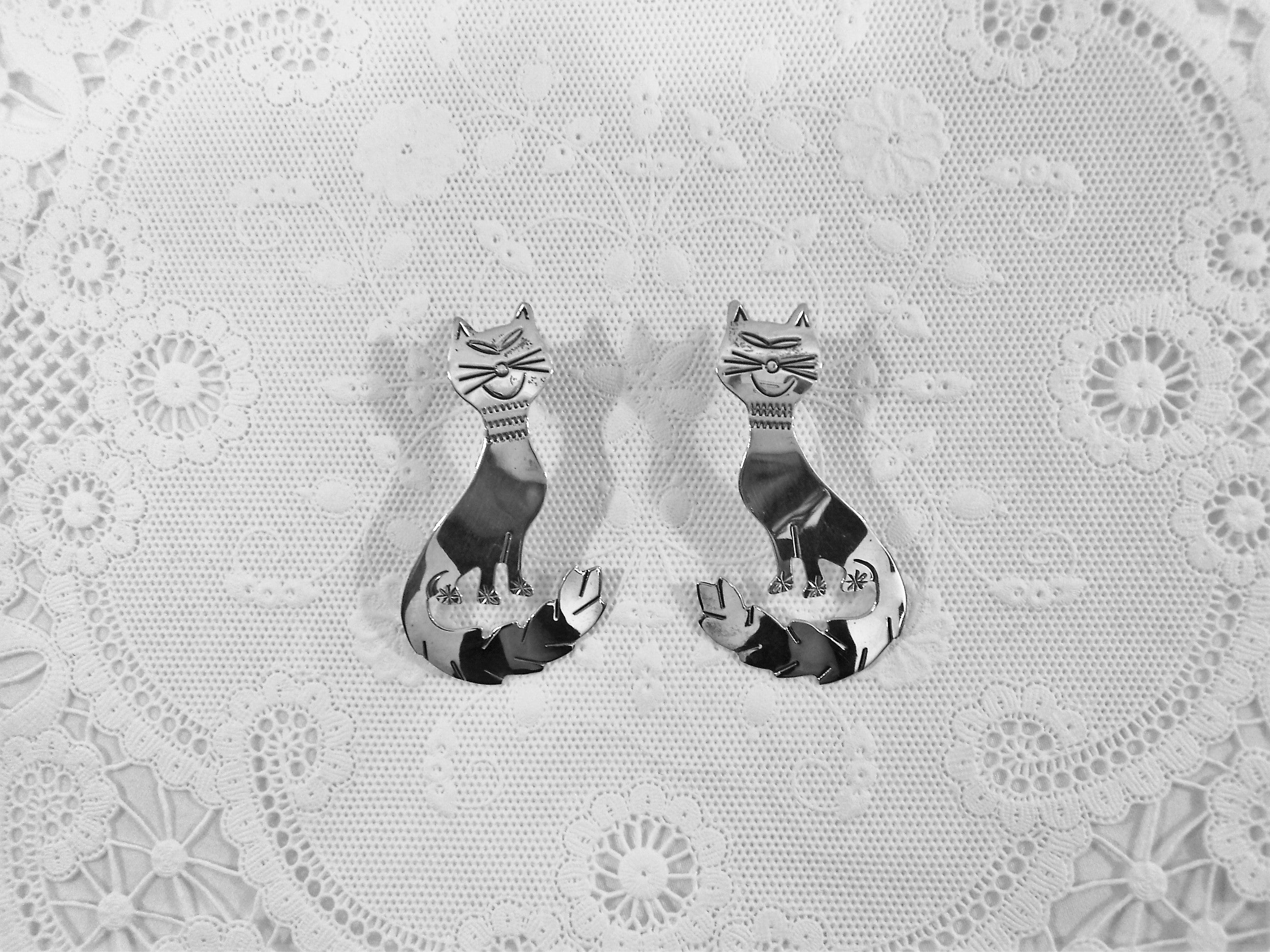 Sterling Silver Cat Earrings by Ben Chavez