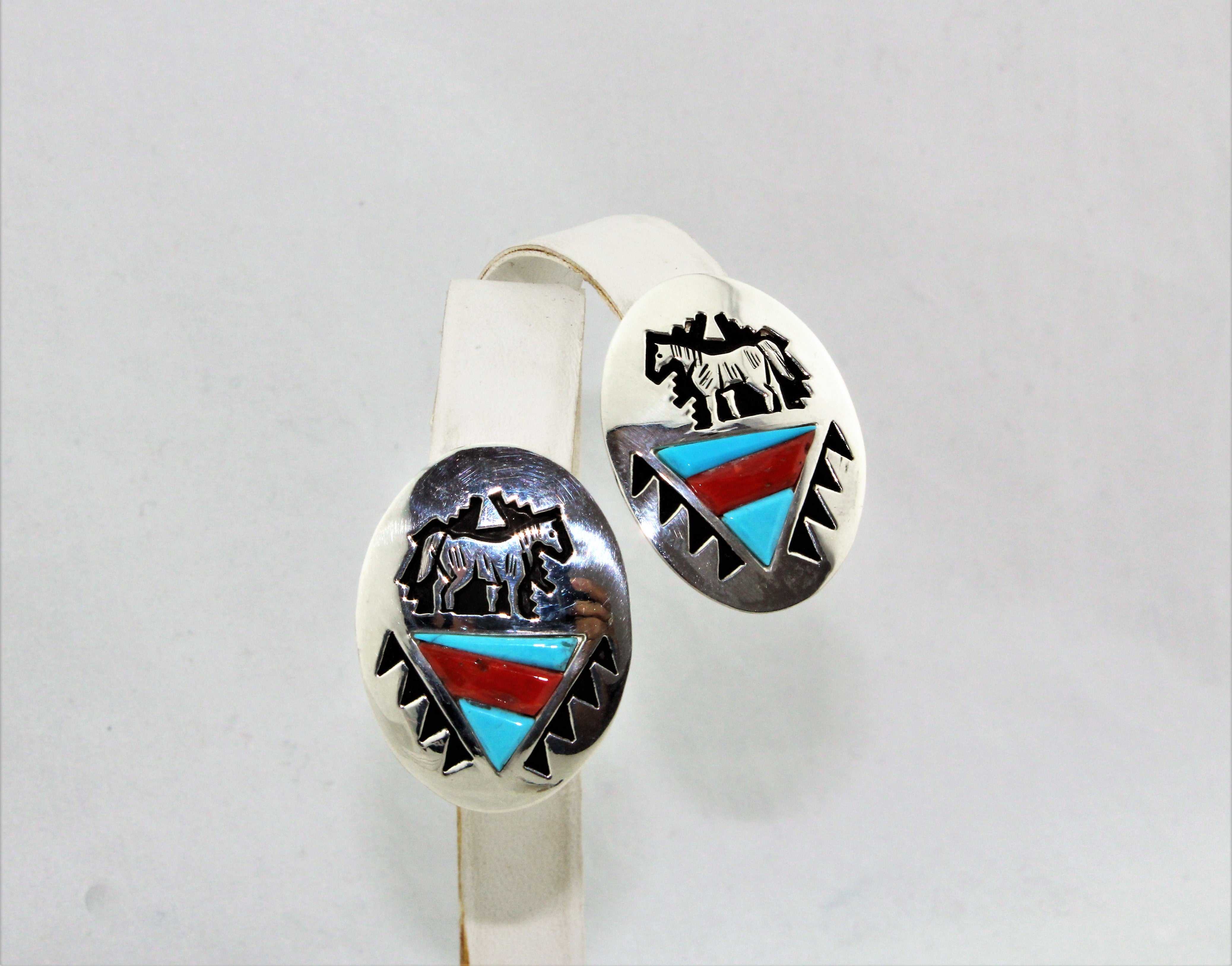 Alvin and Lula Begay Coral and Turquoise Earrings