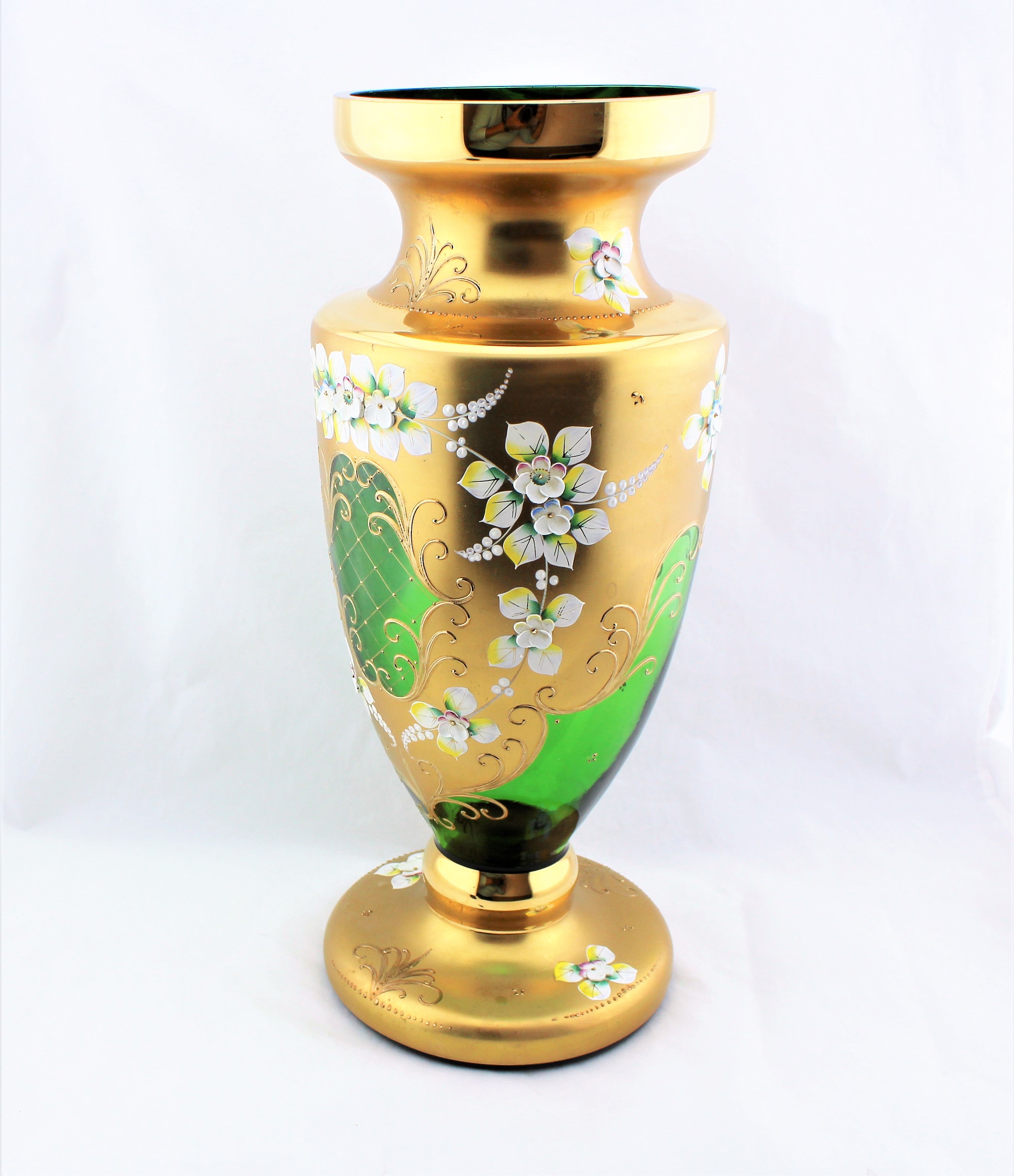 Egermann High Enamel Green Vase