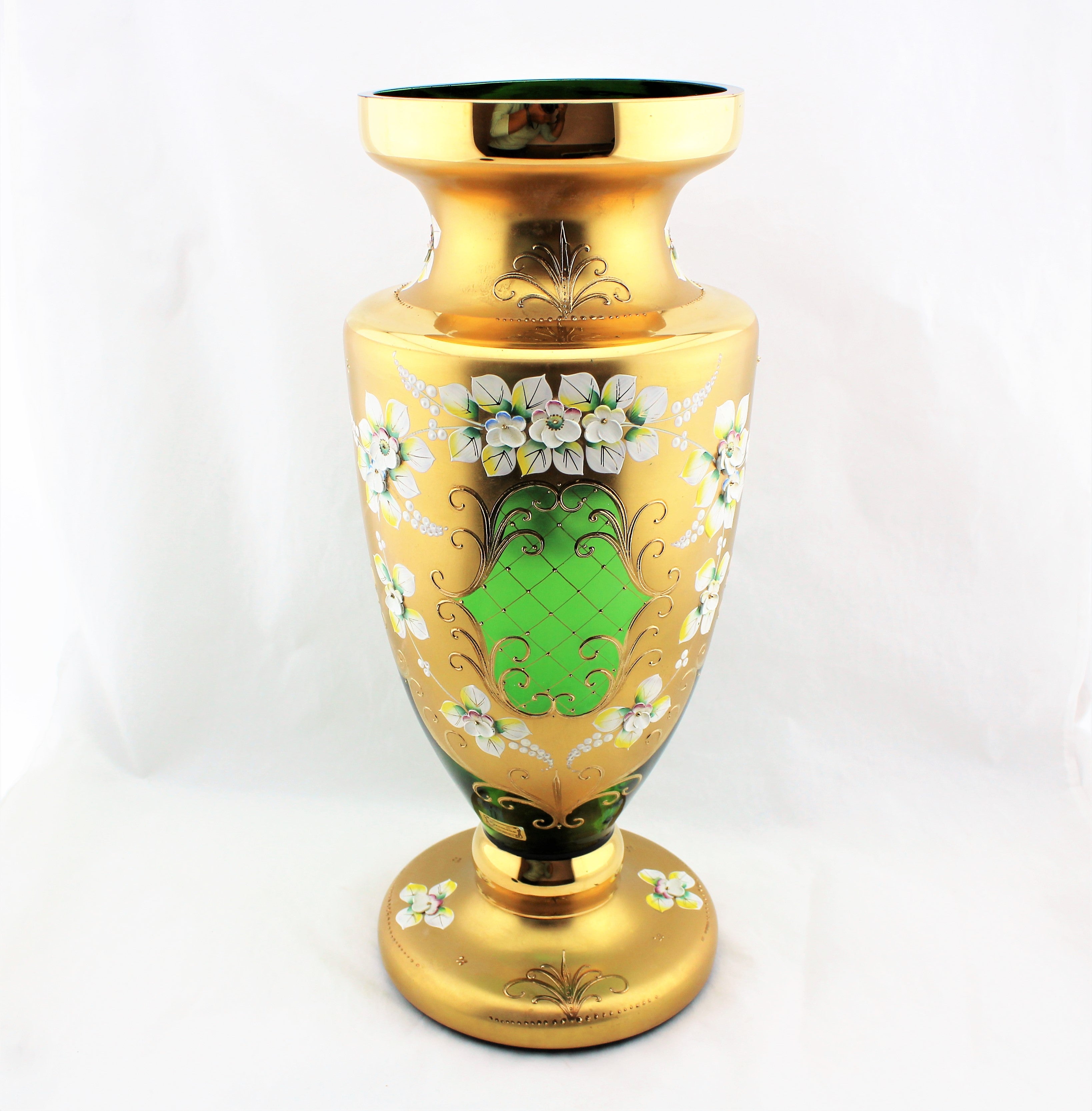 Egermann High Enamel Green Vase