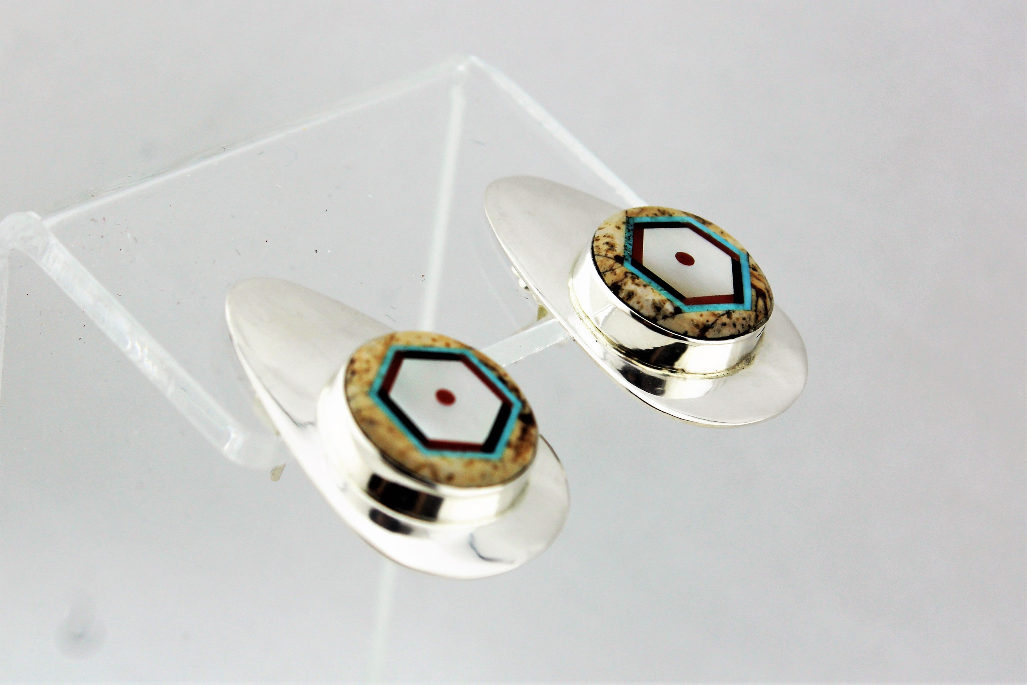 Abraham Begay Sterling Silver Teardrop Earrings