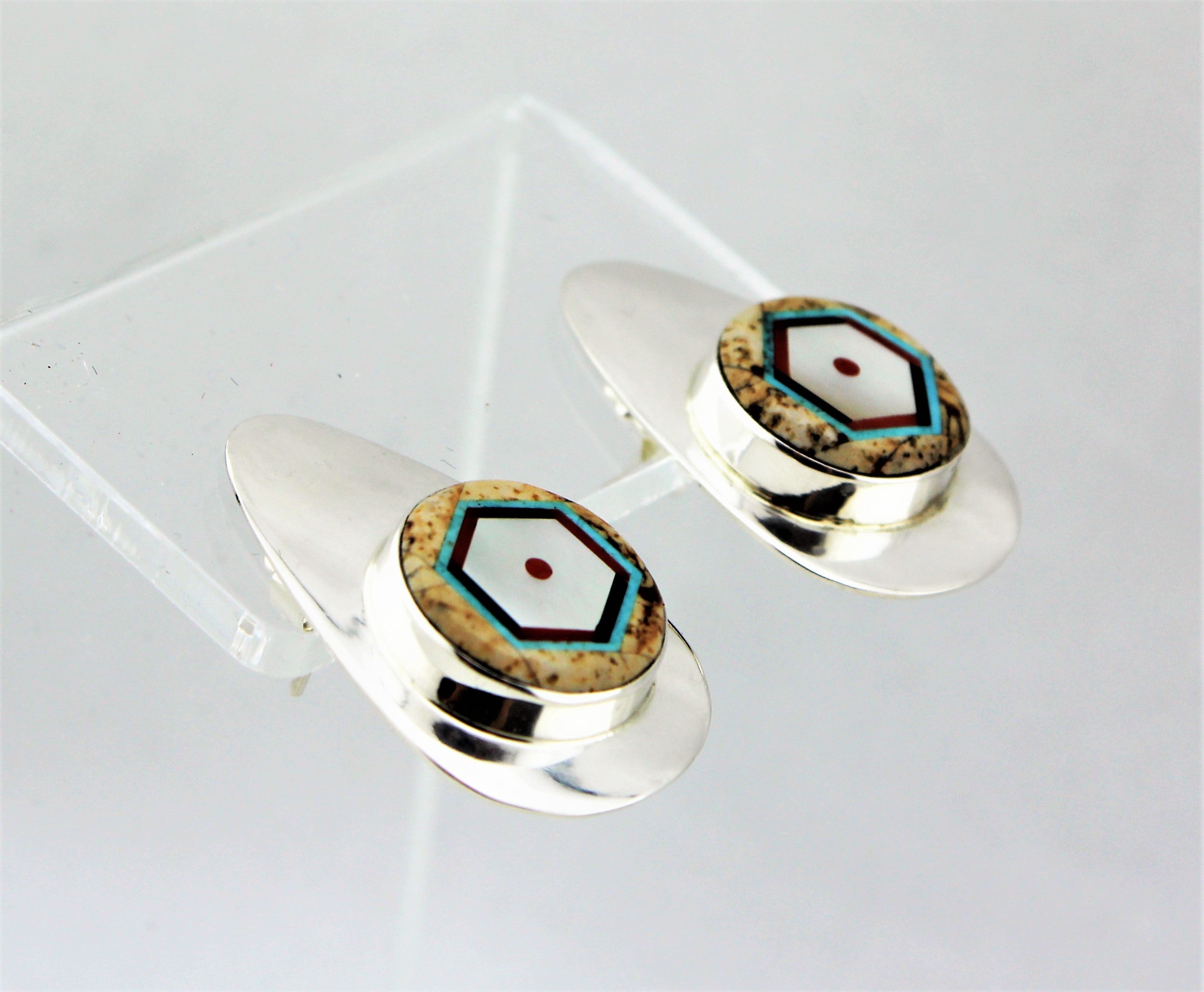 Abraham Begay Sterling Silver Teardrop Earrings