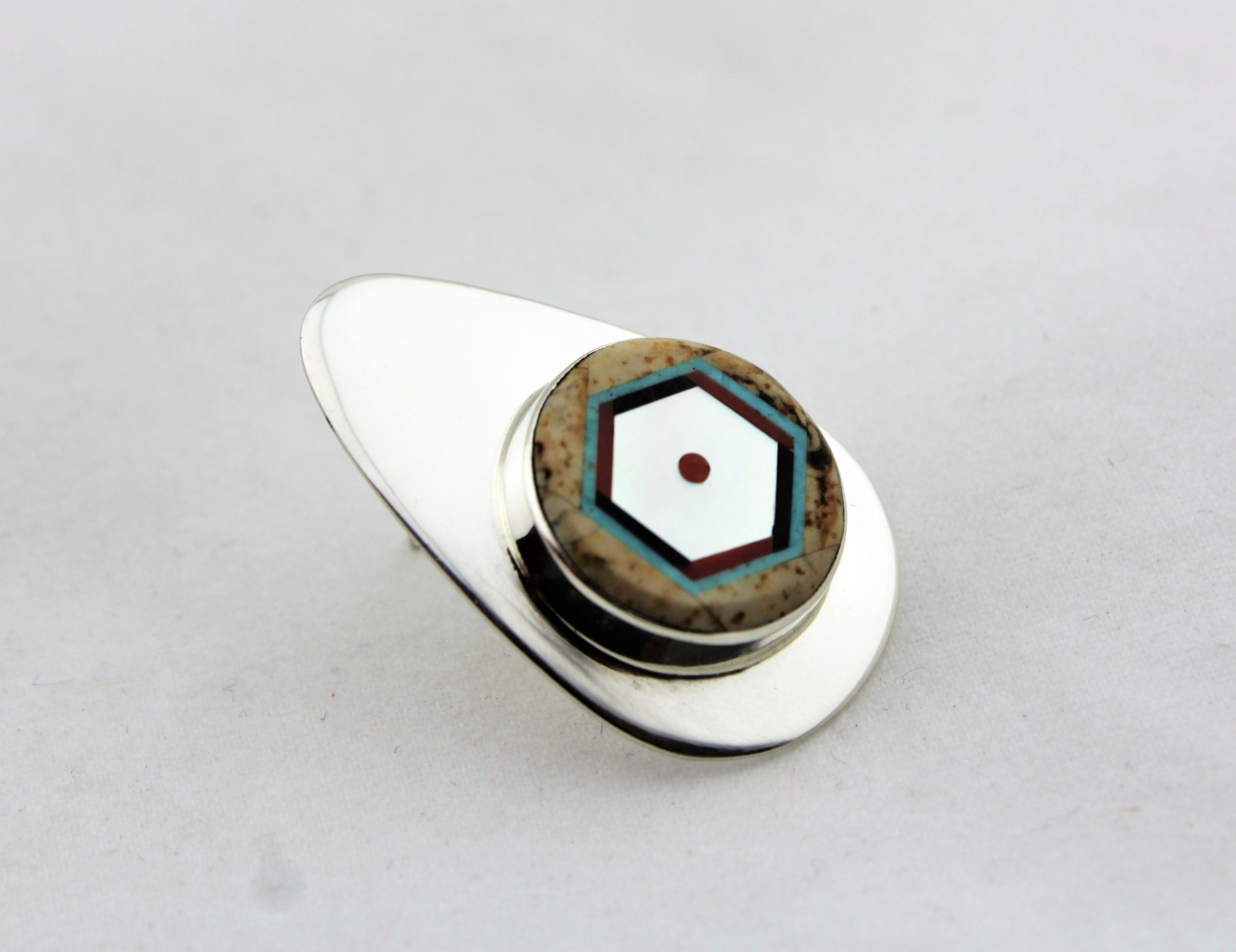 Abraham Begay Sterling Silver Teardrop Earrings