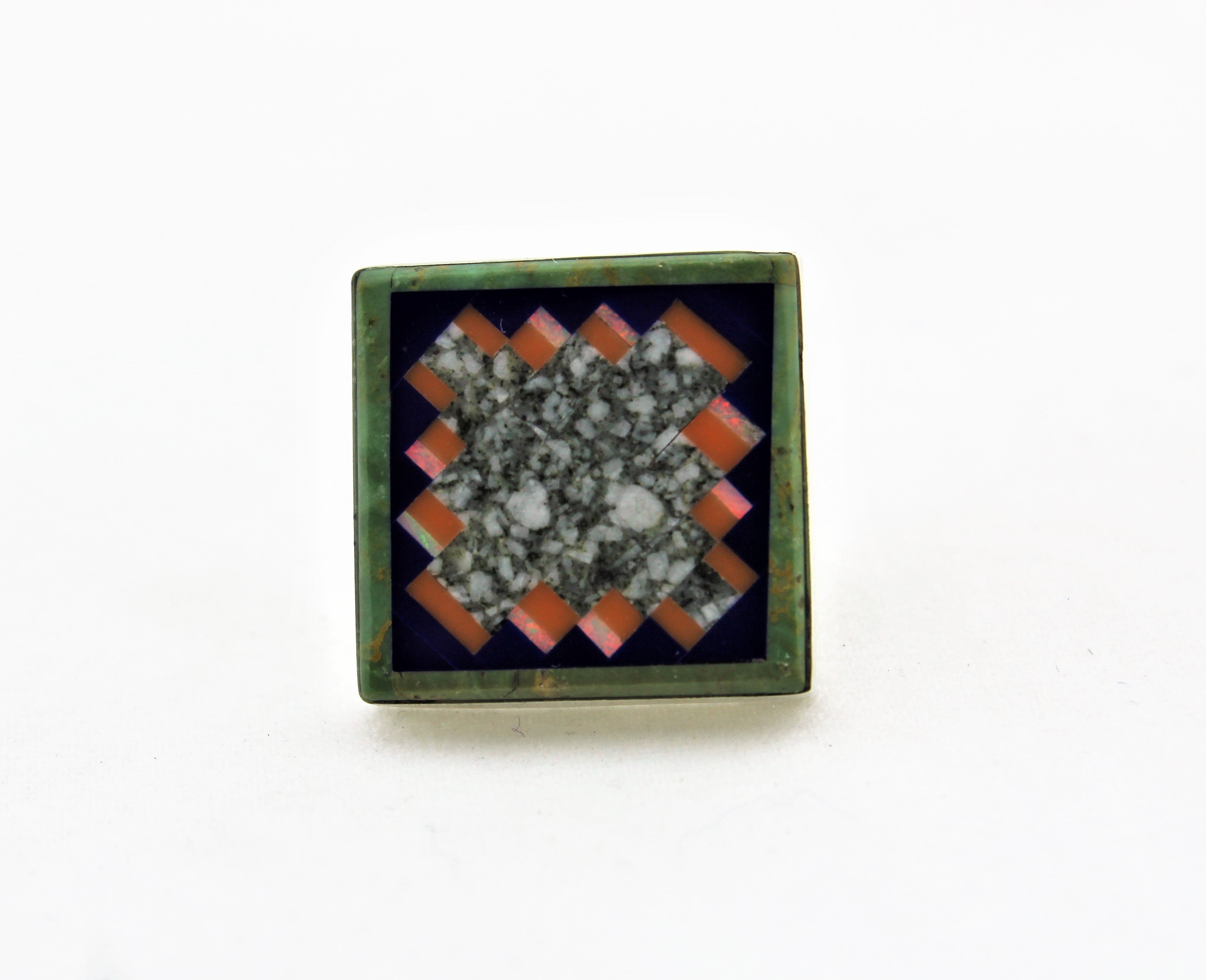 Abraham Begay Square Microinlay Earrings
